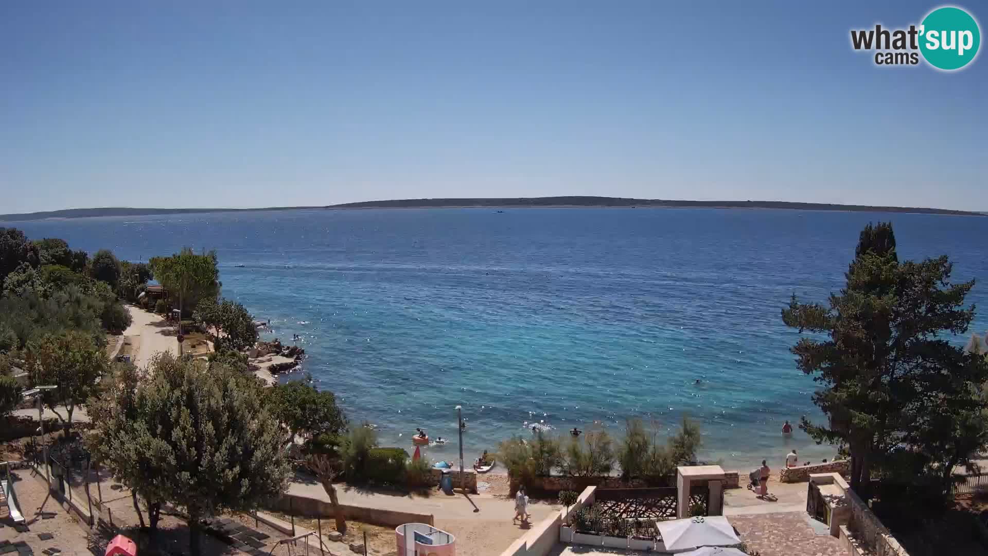 Spletna kamera Plaža Male Mandre – Pogled v živo z otoka Pag