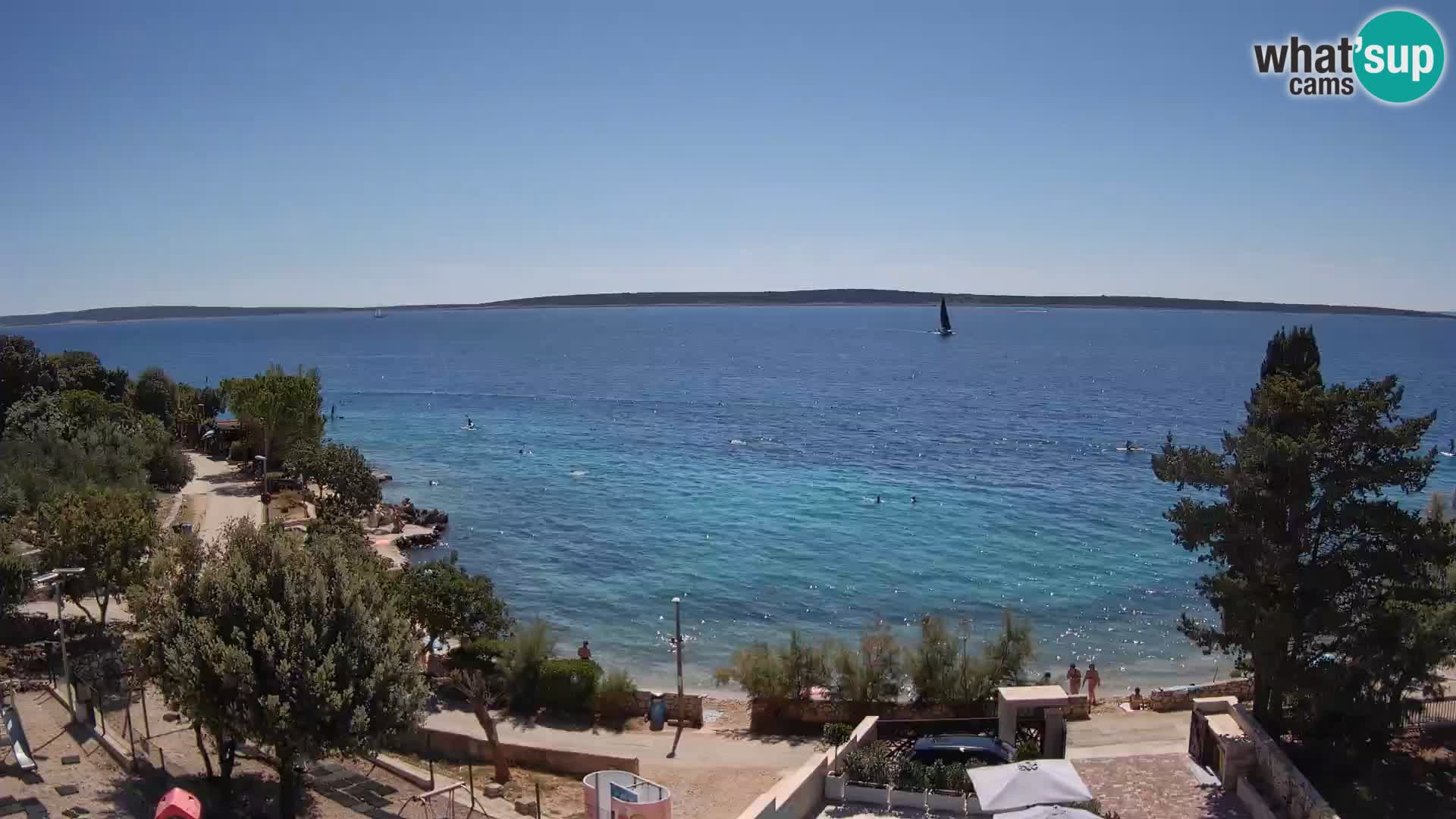 Spletna kamera Plaža Male Mandre – Pogled v živo z otoka Pag