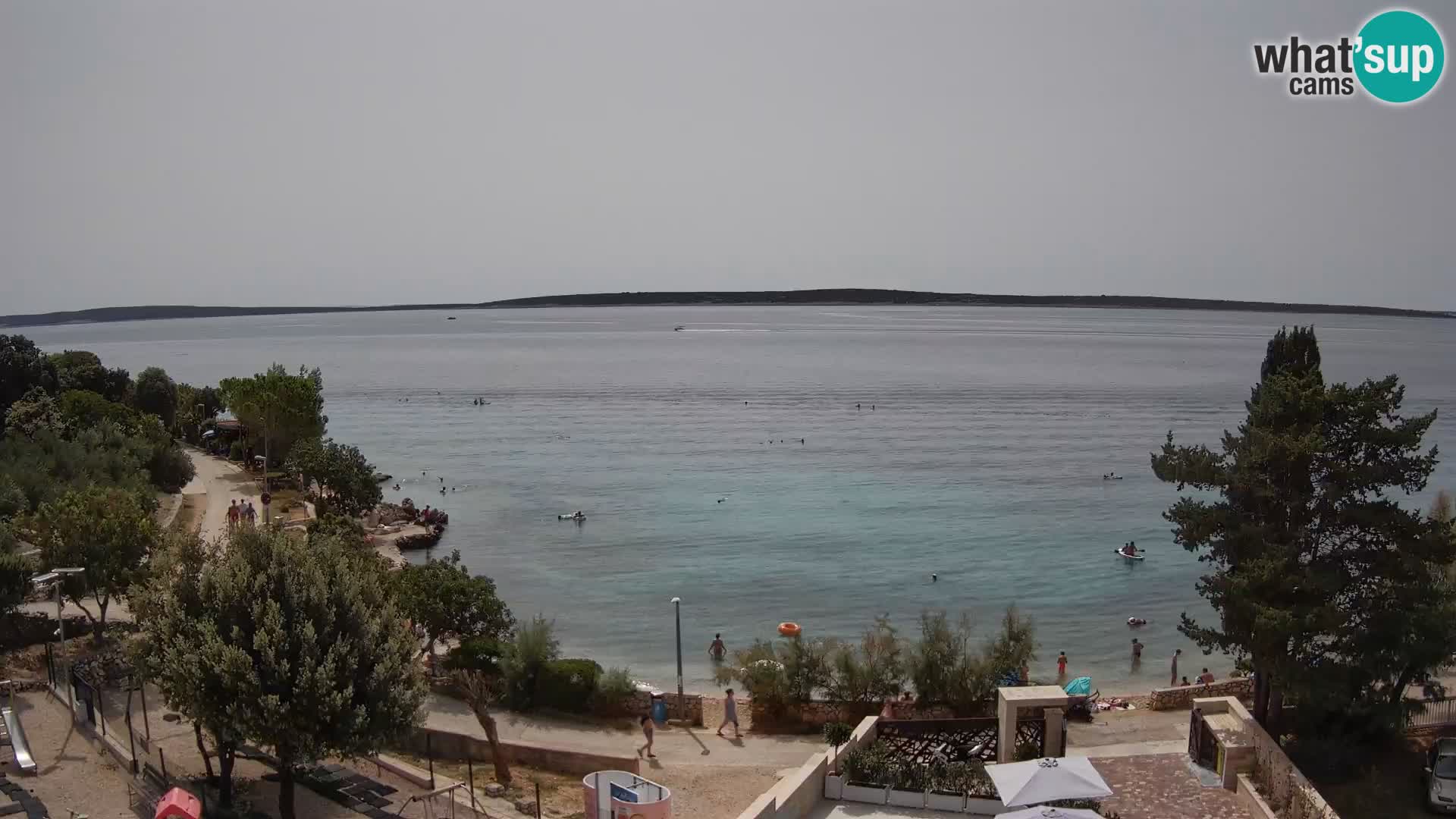 Web kamera Plaža Male Mandre – Pogled uživo s otoka Paga