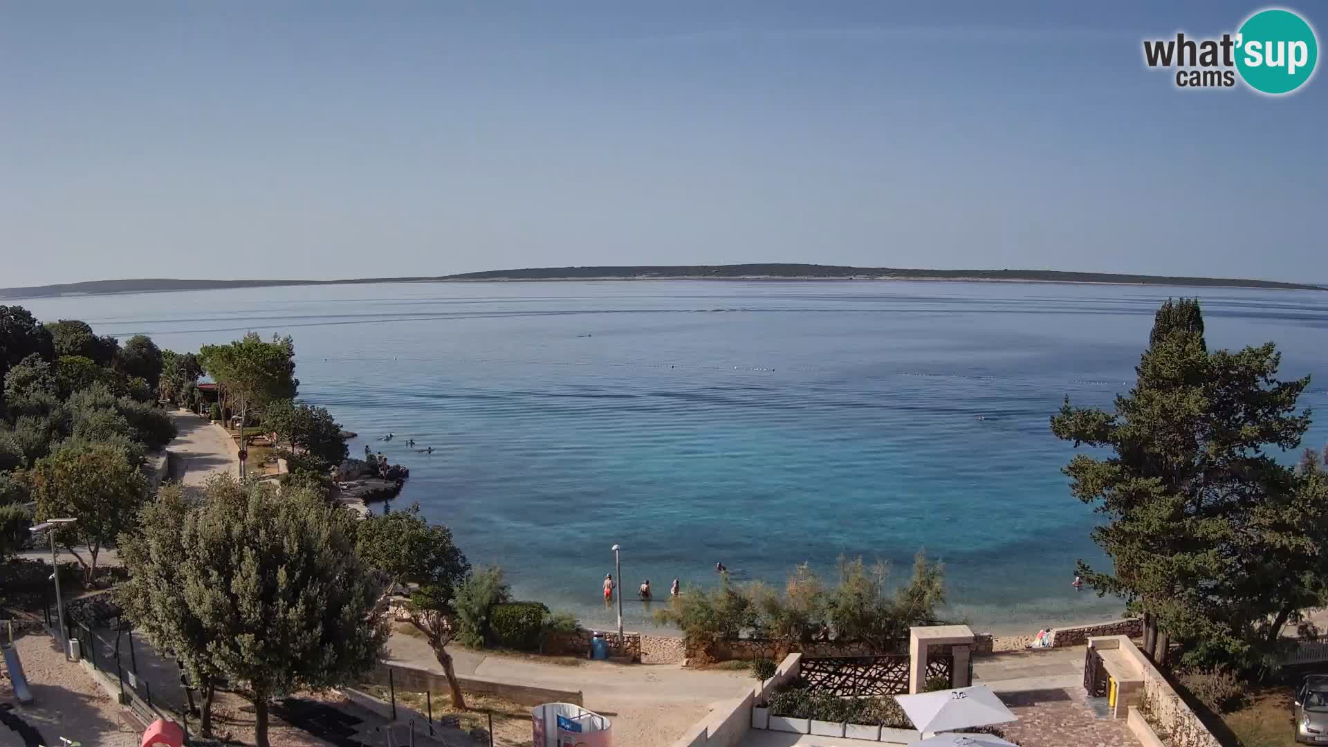 Spletna kamera Plaža Male Mandre – Pogled v živo z otoka Pag
