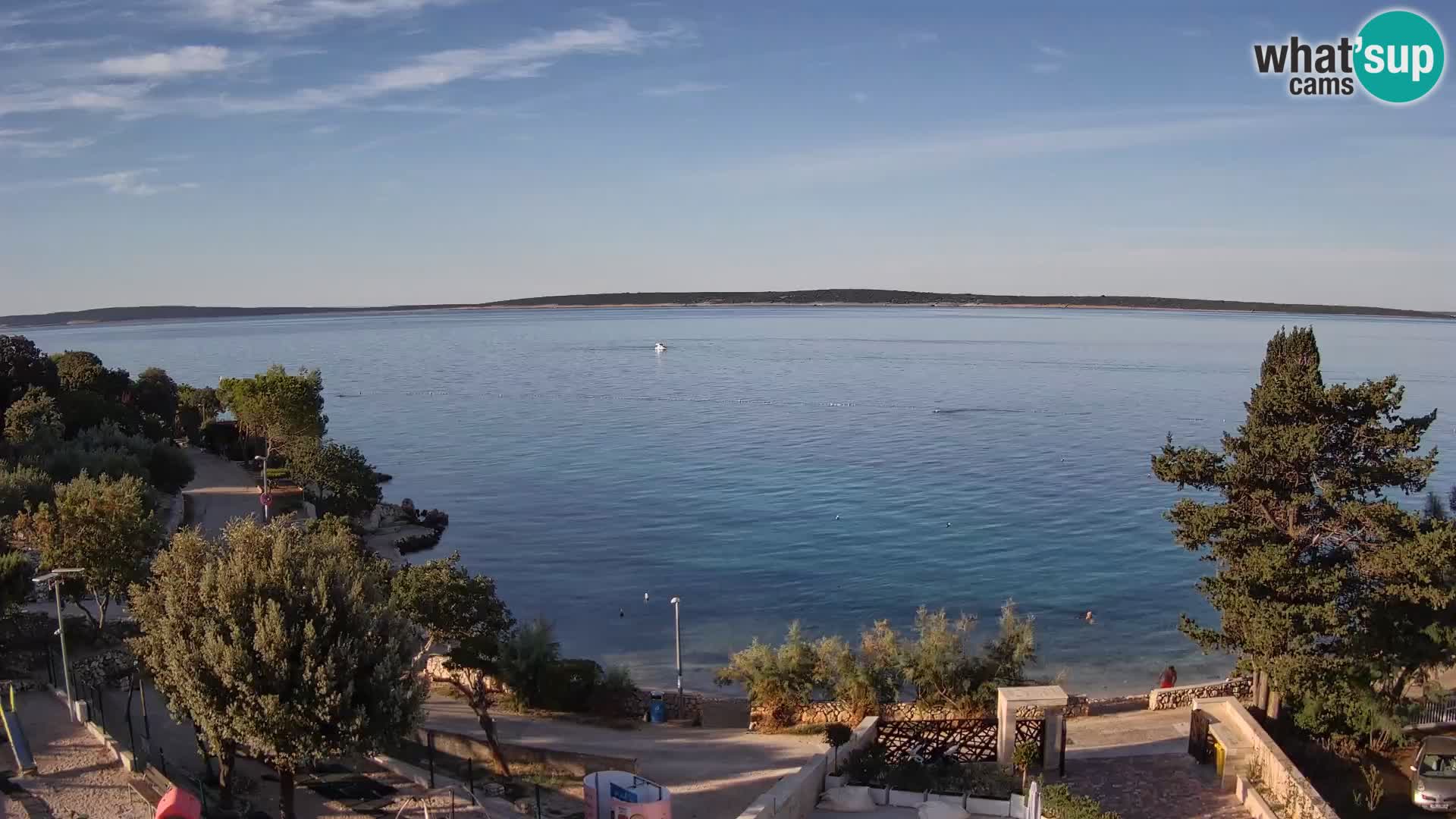 Web kamera Plaža Male Mandre – Pogled uživo s otoka Paga