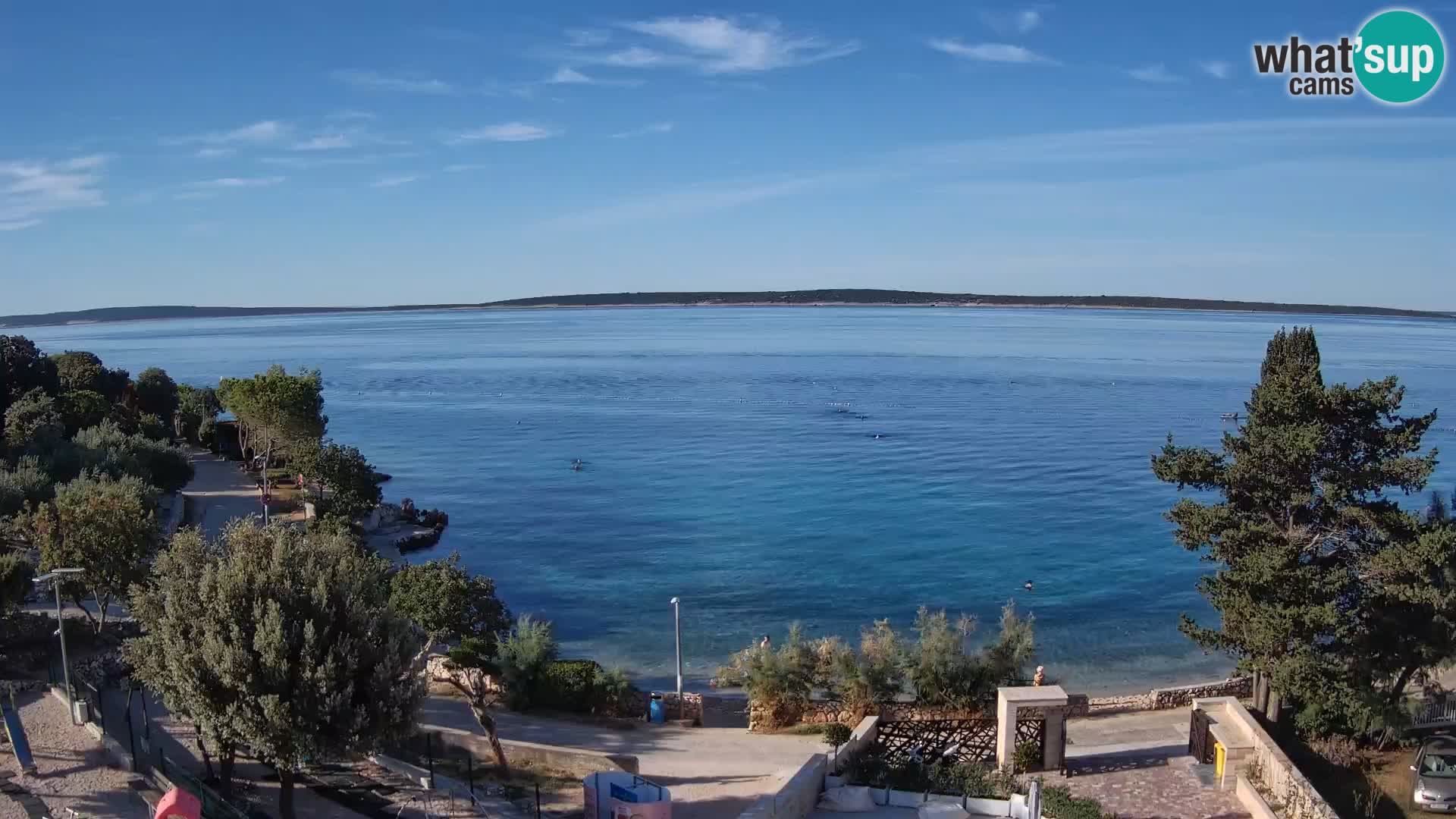Spletna kamera Plaža Male Mandre – Pogled v živo z otoka Pag