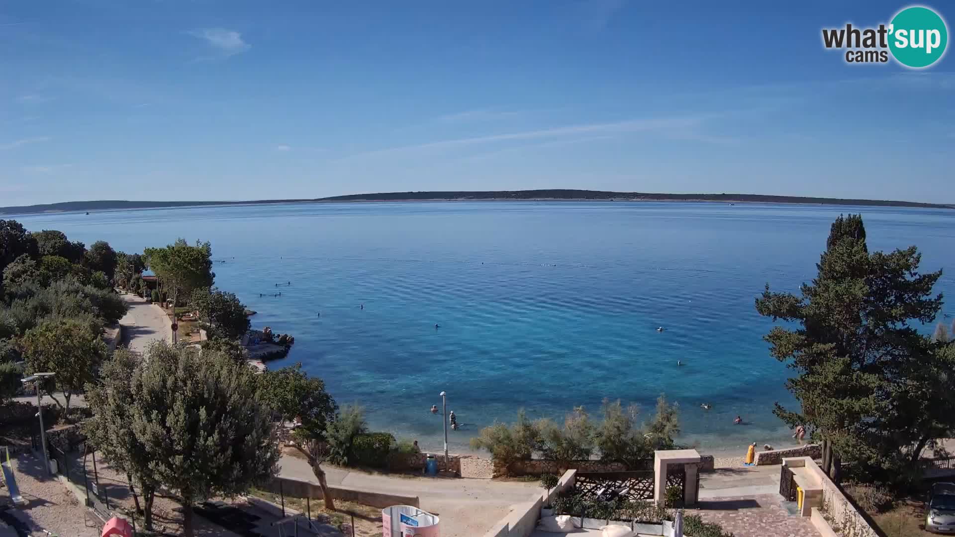 Spletna kamera Plaža Male Mandre – Pogled v živo z otoka Pag