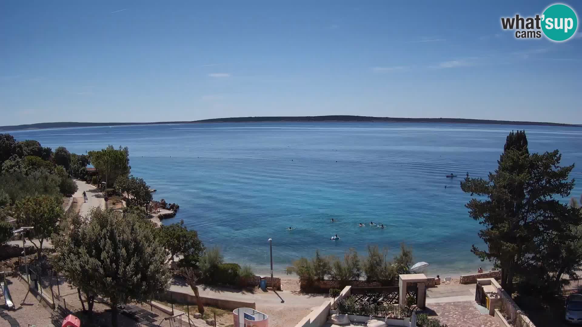 Spletna kamera Plaža Male Mandre – Pogled v živo z otoka Pag