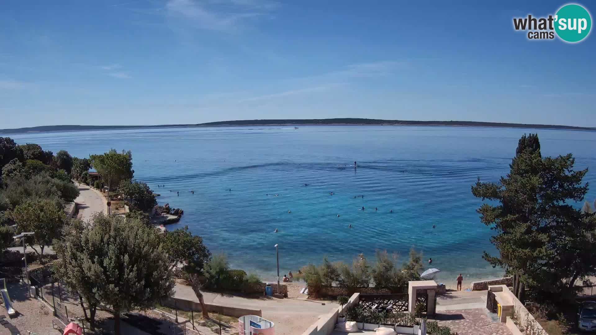Web kamera Plaža Male Mandre – Pogled uživo s otoka Paga