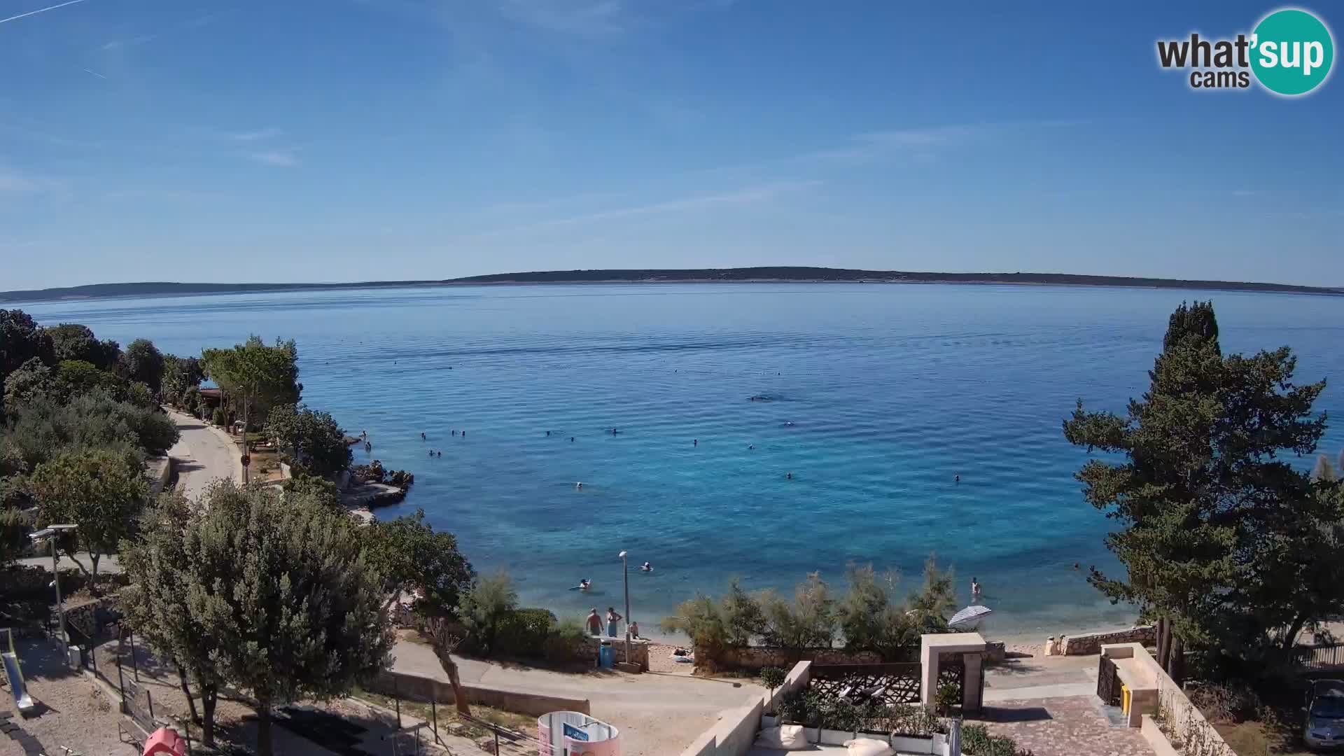 Spletna kamera Plaža Male Mandre – Pogled v živo z otoka Pag