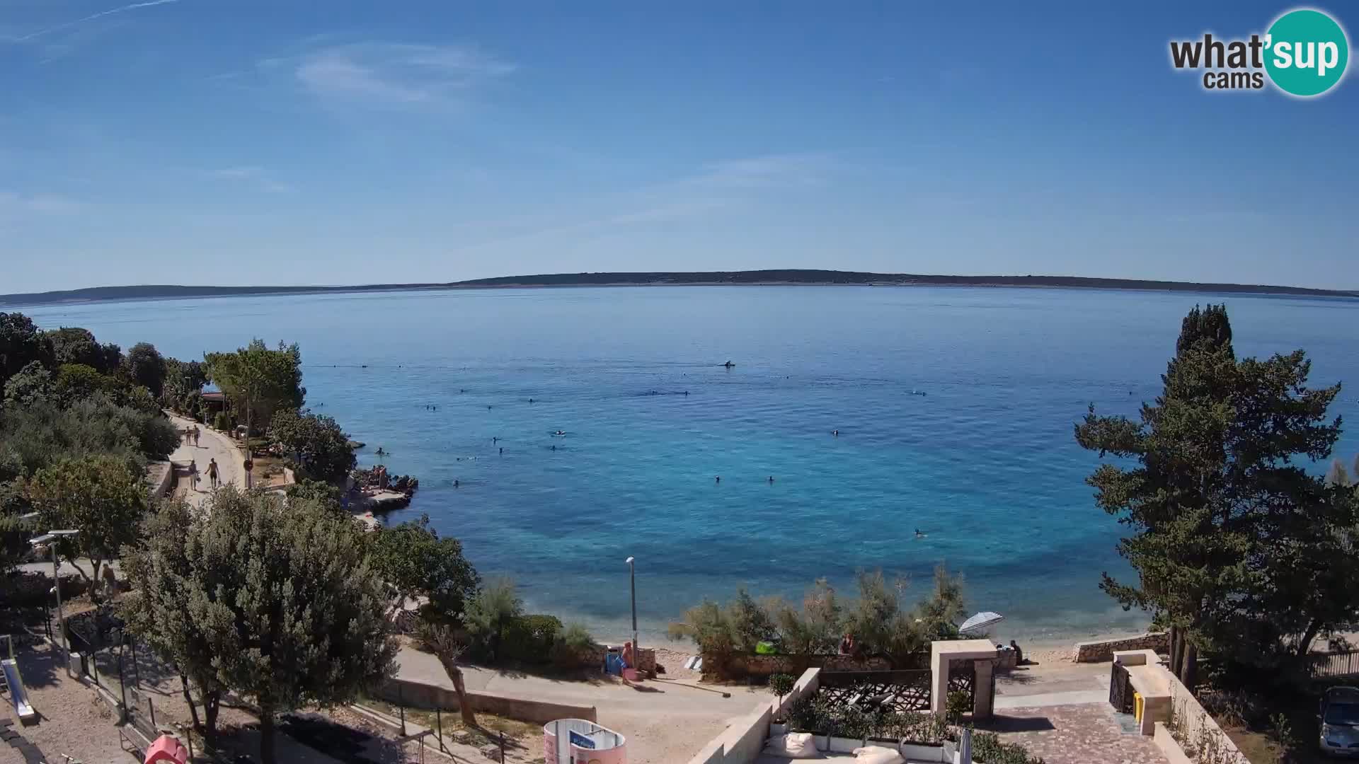 Web kamera Plaža Male Mandre – Pogled uživo s otoka Paga