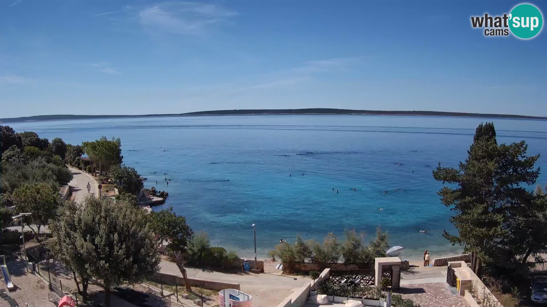Web kamera Plaža Male Mandre – Pogled uživo s otoka Paga
