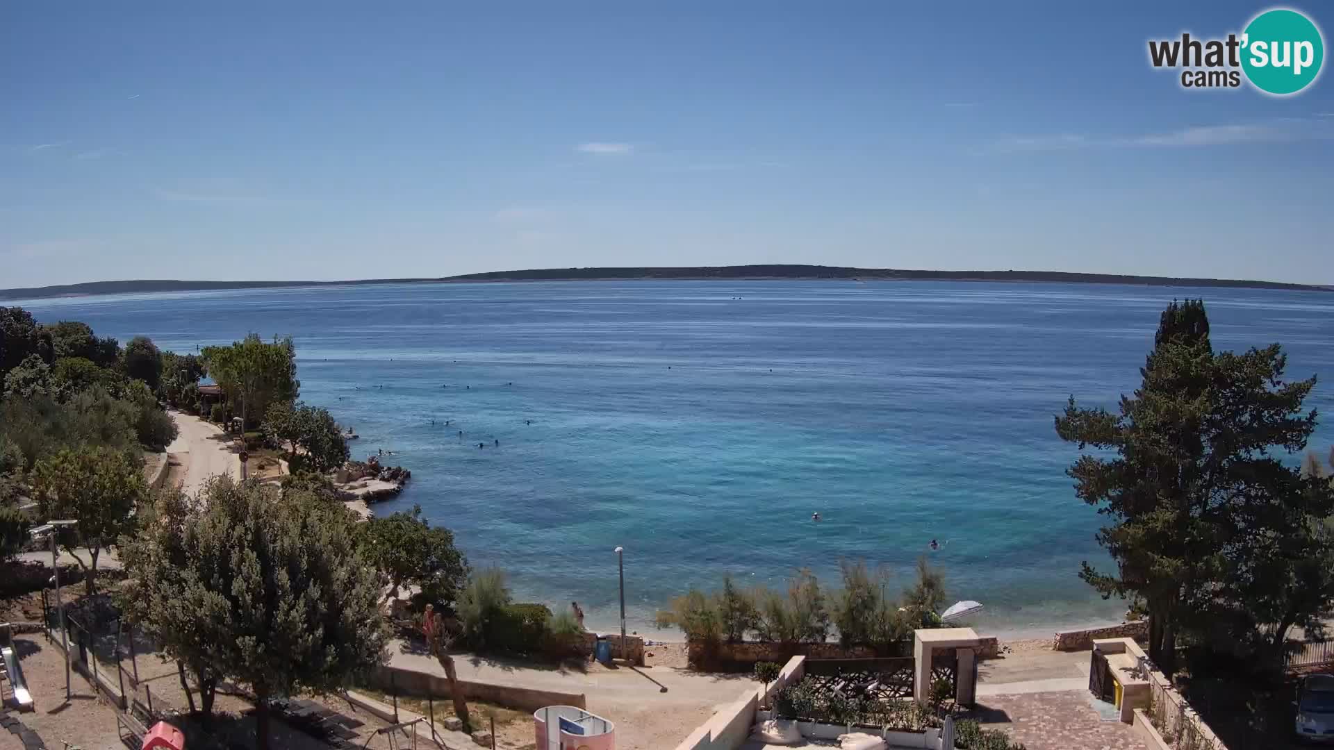 Spletna kamera Plaža Male Mandre – Pogled v živo z otoka Pag