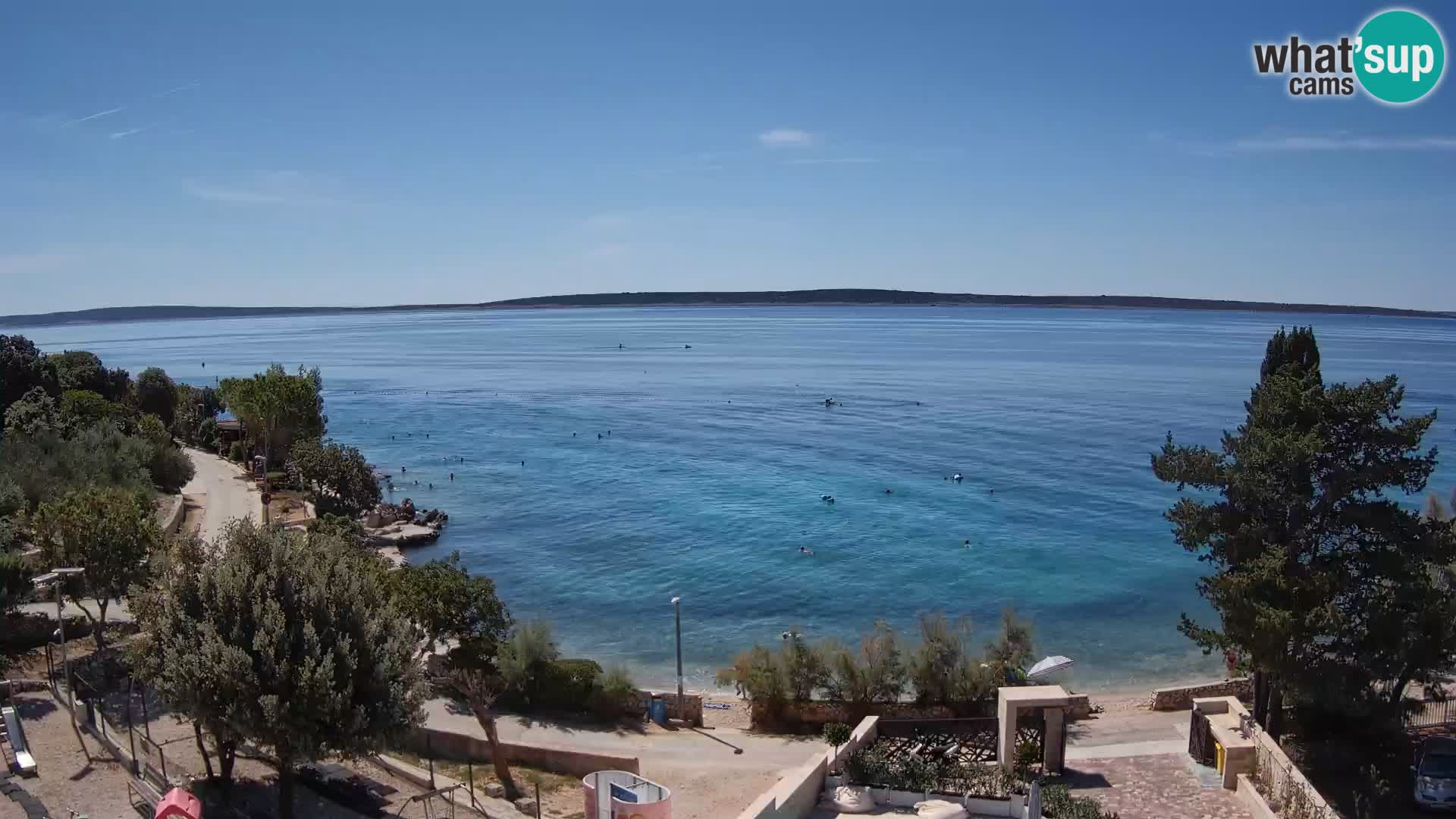 Web kamera Plaža Male Mandre – Pogled uživo s otoka Paga