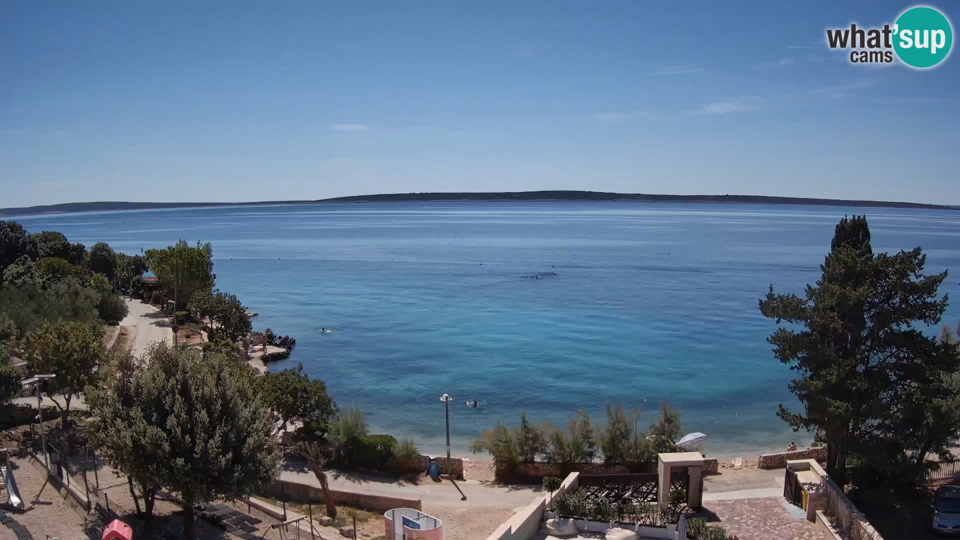 Spletna kamera Plaža Male Mandre – Pogled v živo z otoka Pag