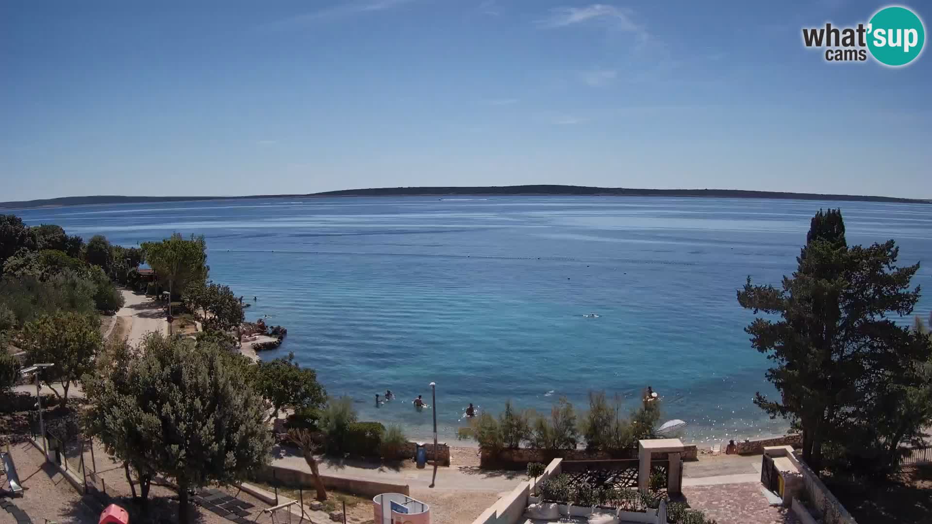 Spletna kamera Plaža Male Mandre – Pogled v živo z otoka Pag