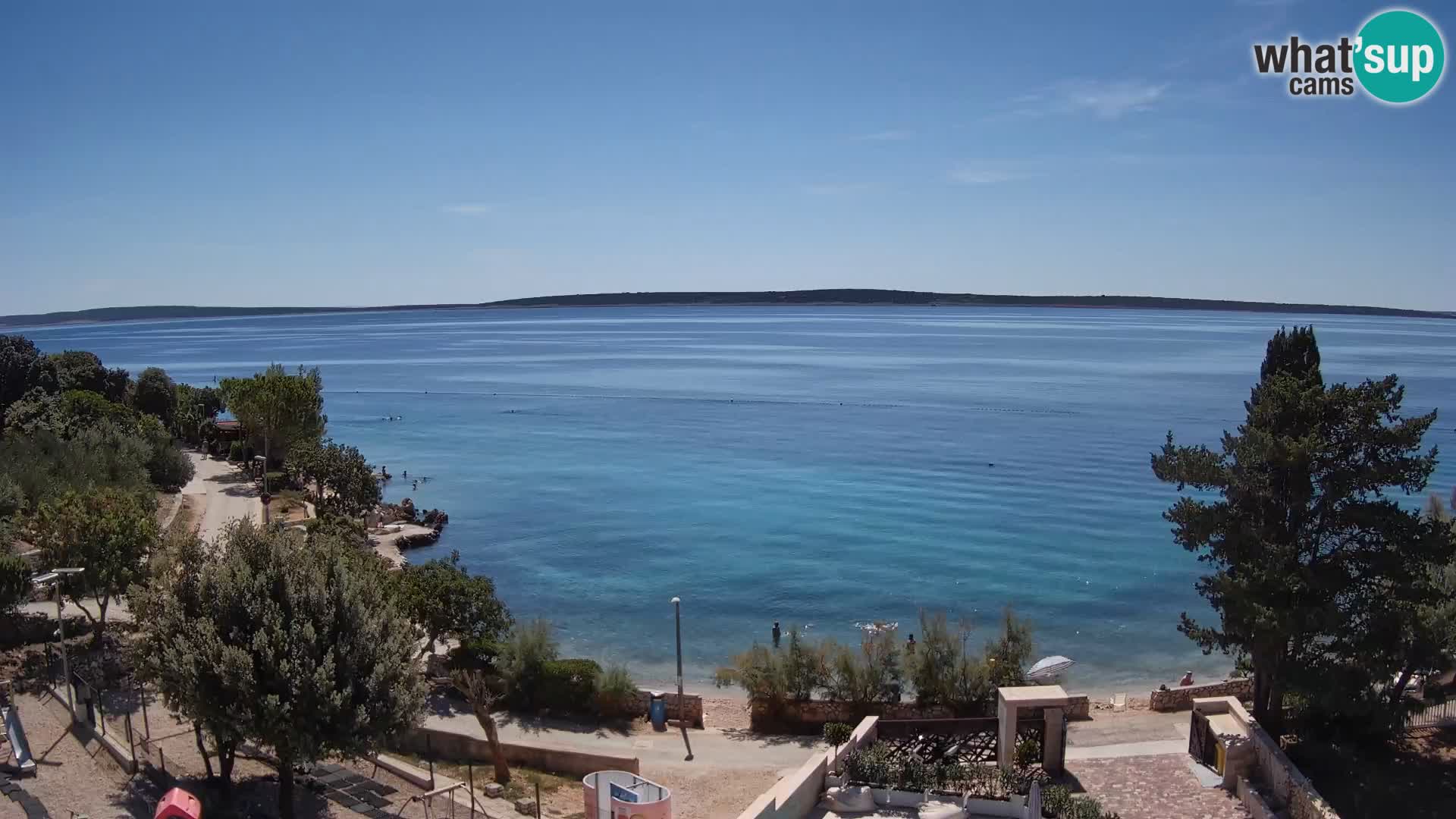 Spletna kamera Plaža Male Mandre – Pogled v živo z otoka Pag
