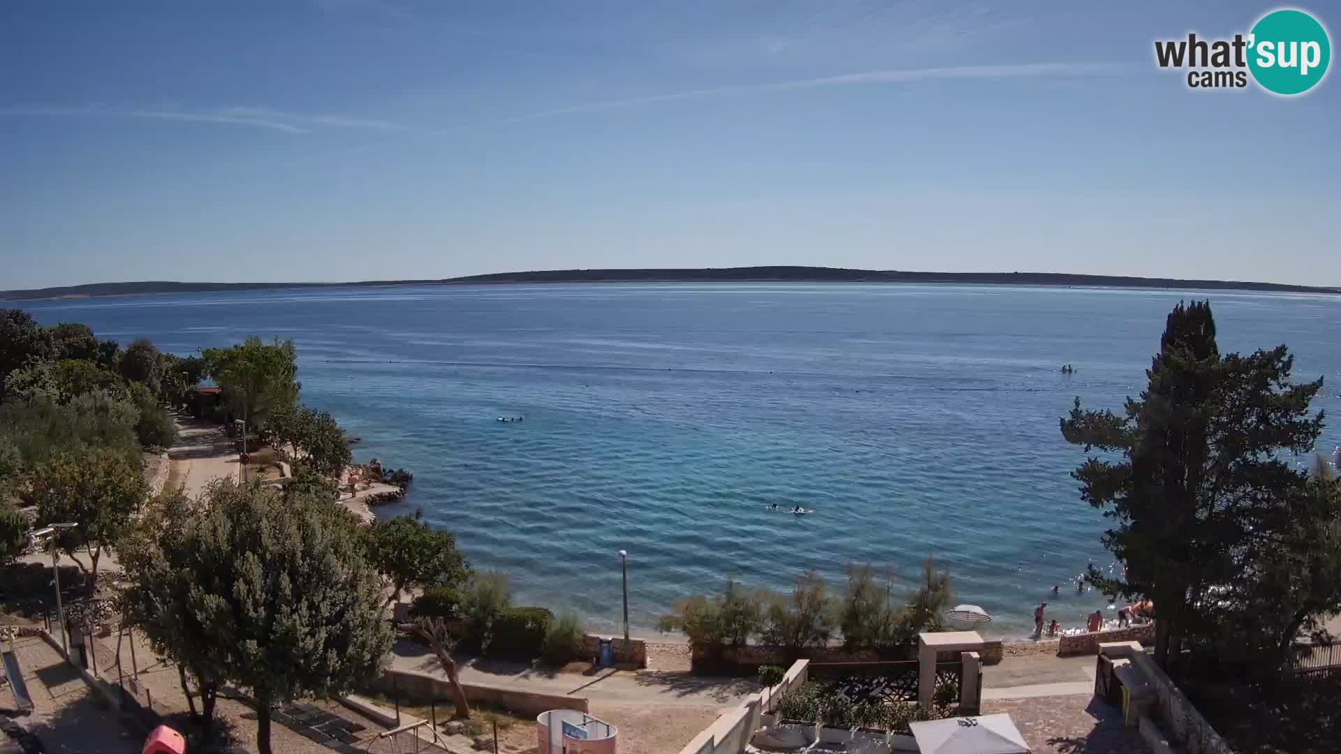 Spletna kamera Plaža Male Mandre – Pogled v živo z otoka Pag