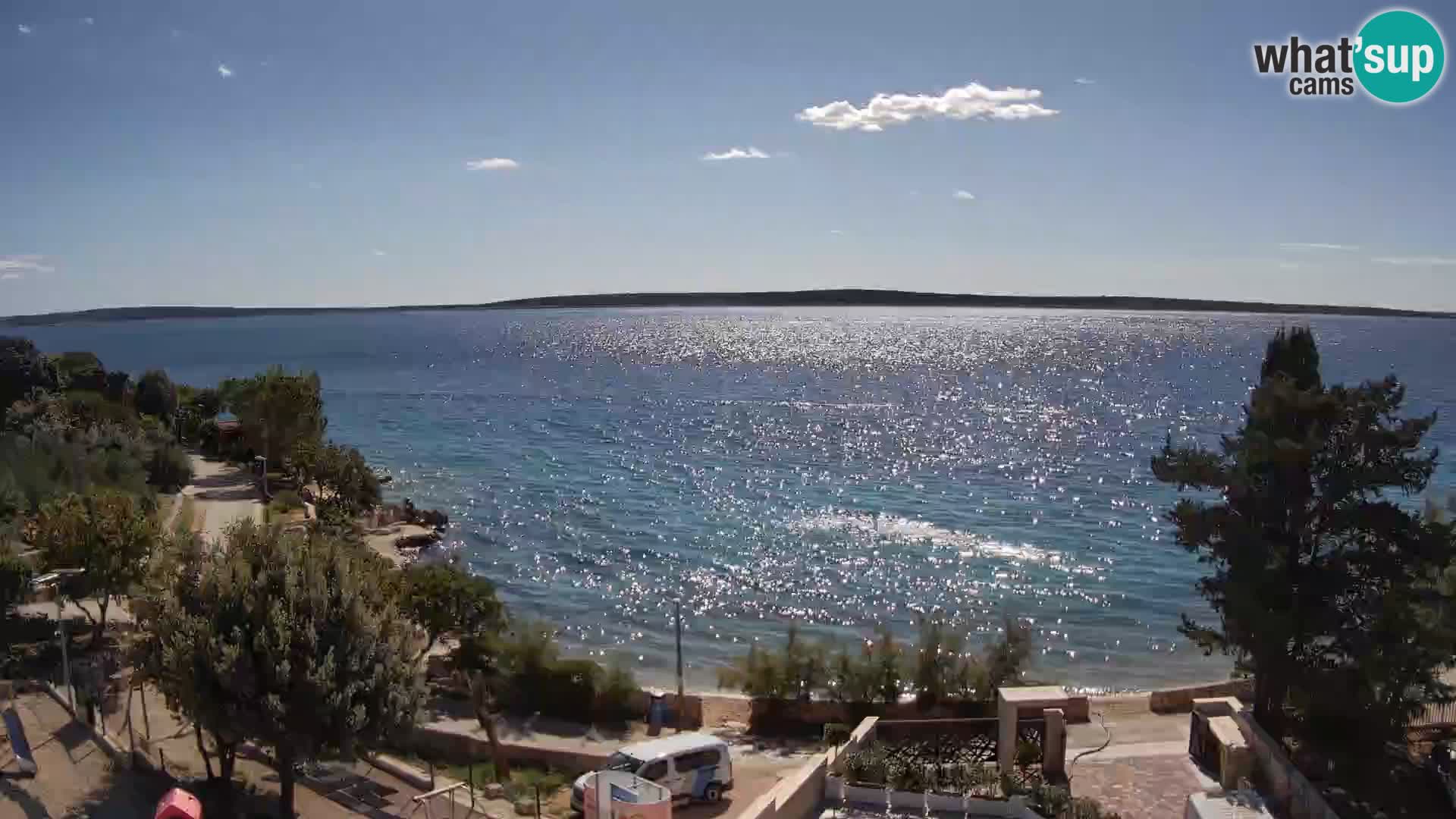 Web kamera Plaža Male Mandre – Pogled uživo s otoka Paga