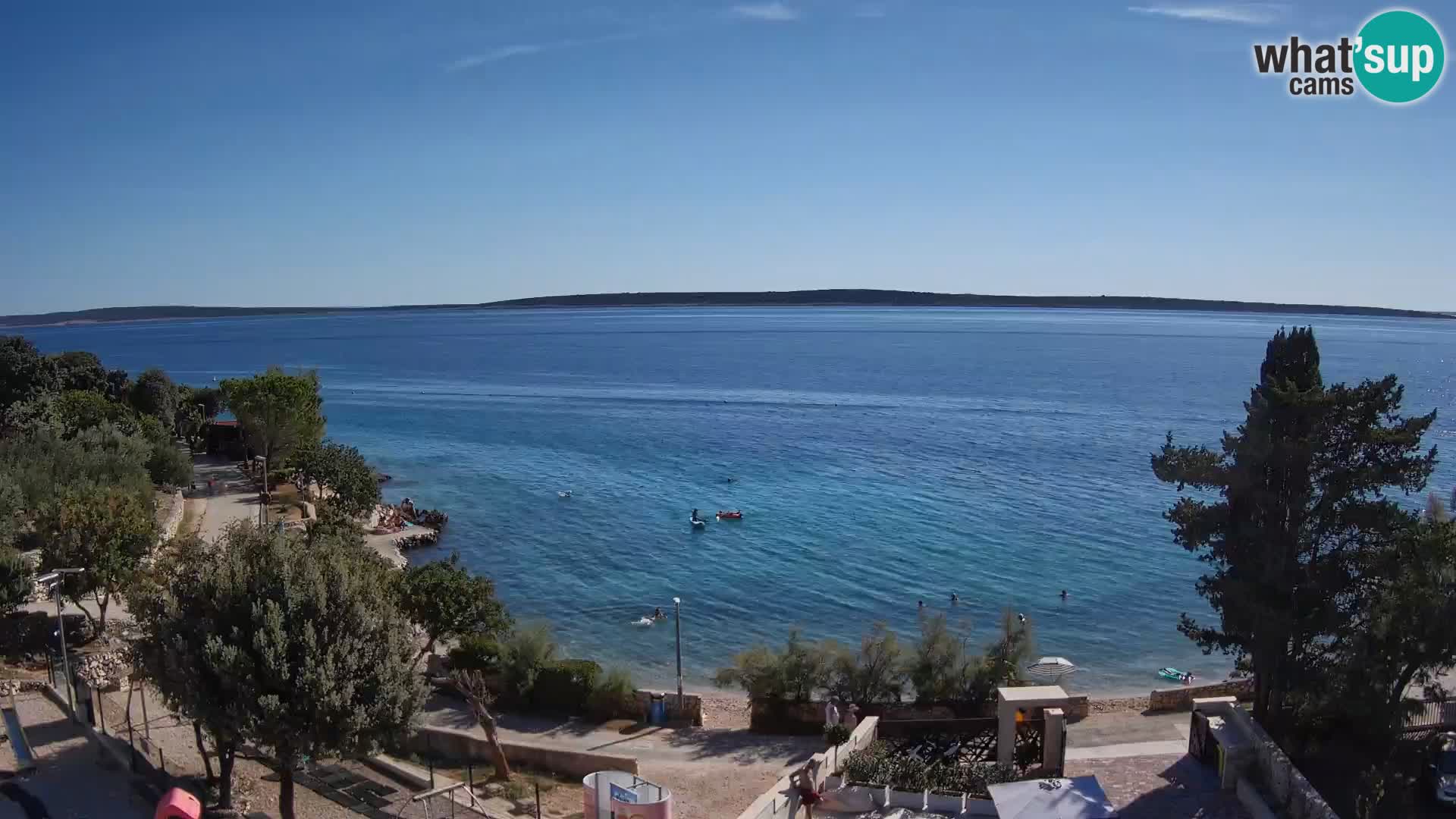 Web kamera Plaža Male Mandre – Pogled uživo s otoka Paga