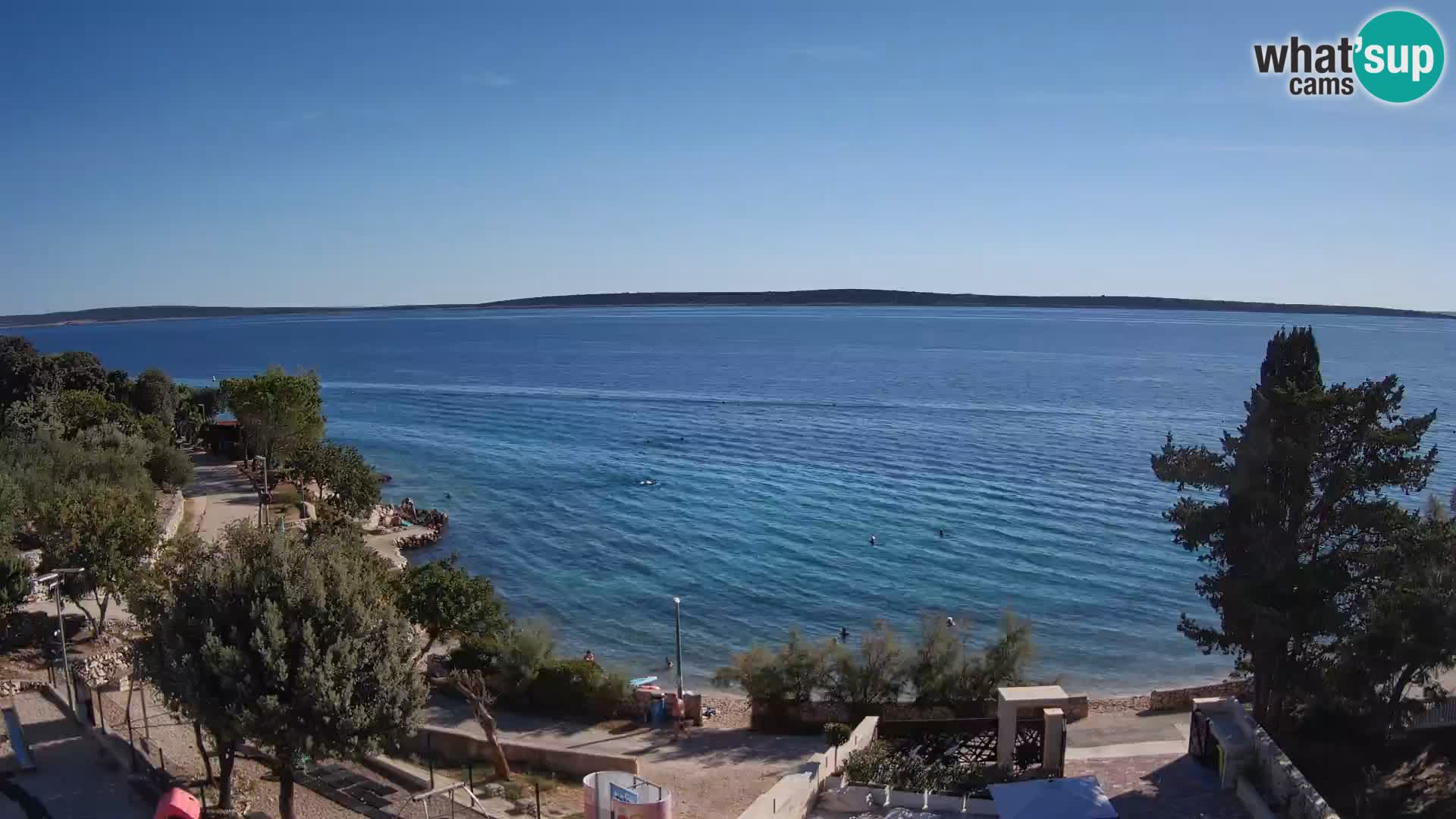 Spletna kamera Plaža Male Mandre – Pogled v živo z otoka Pag