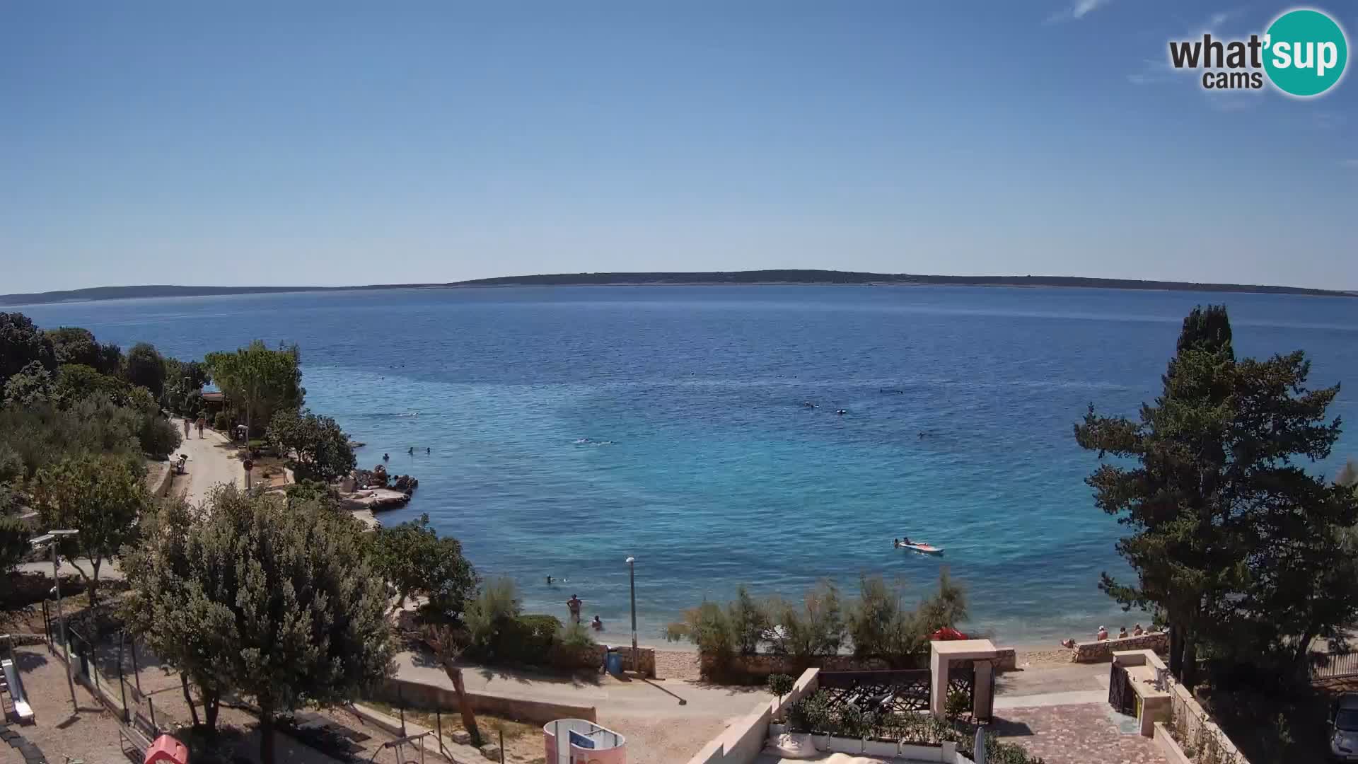 Web kamera Plaža Male Mandre – Pogled uživo s otoka Paga