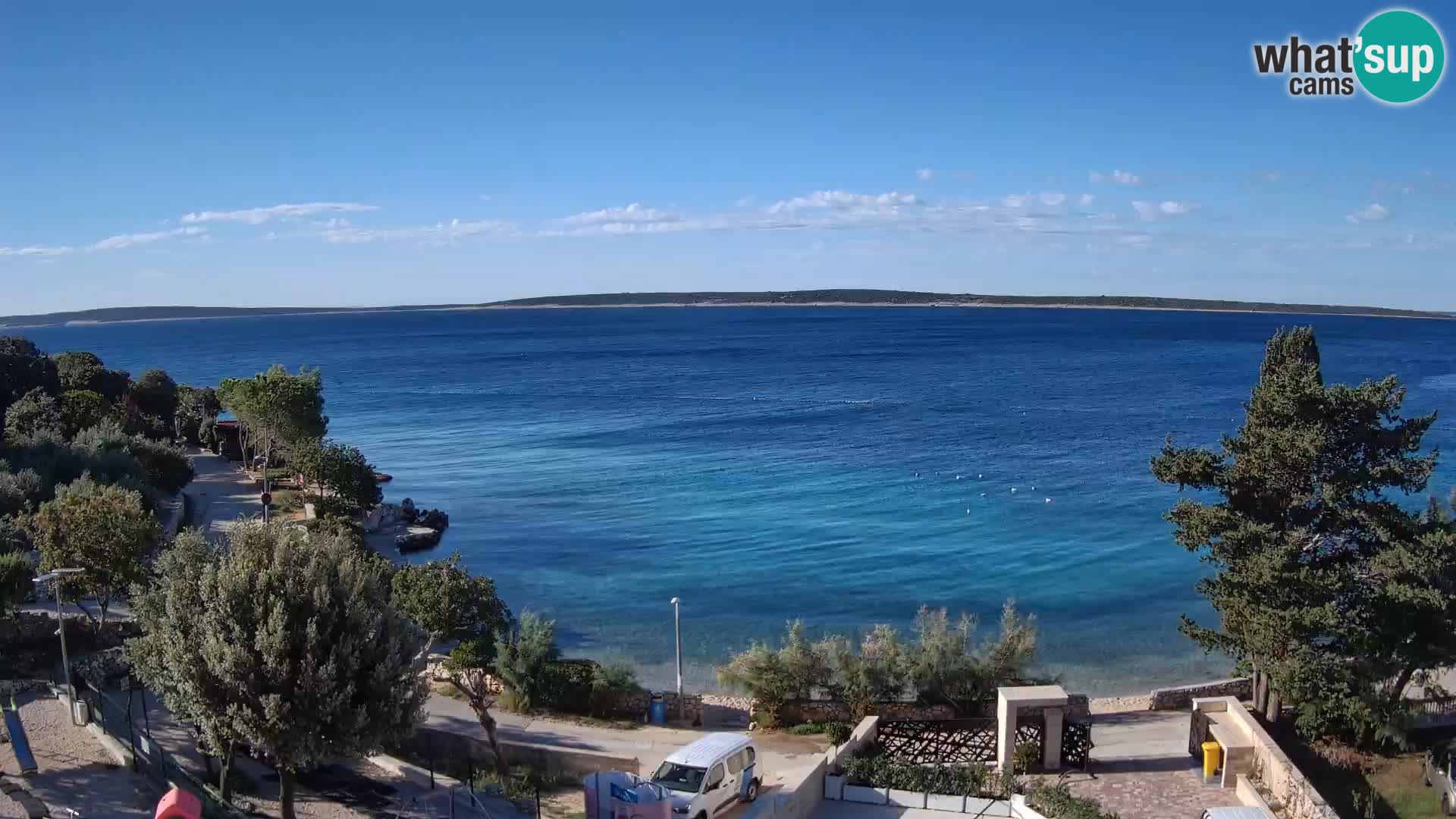 Web kamera Plaža Male Mandre – Pogled uživo s otoka Paga