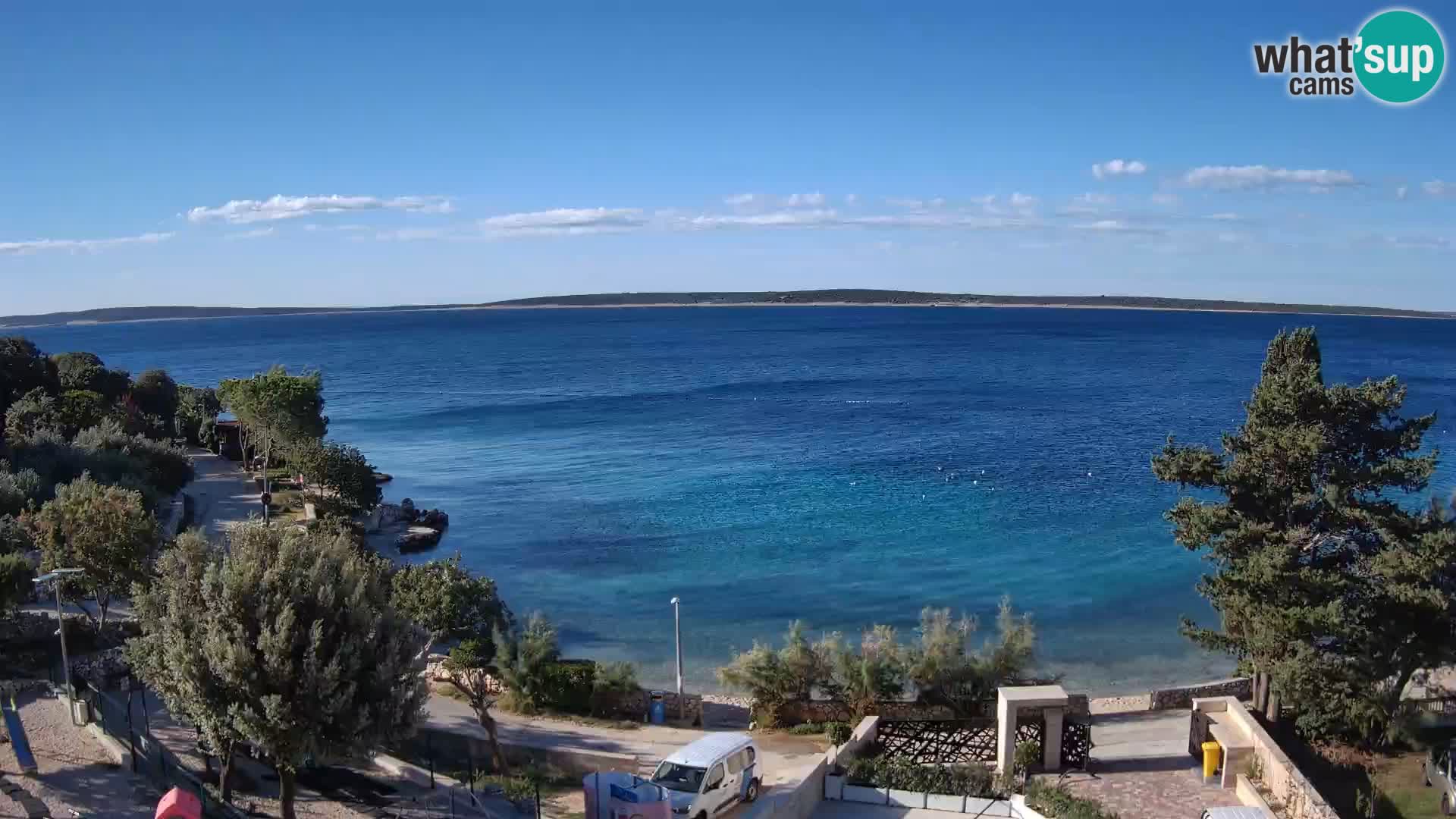 Spletna kamera Plaža Male Mandre – Pogled v živo z otoka Pag