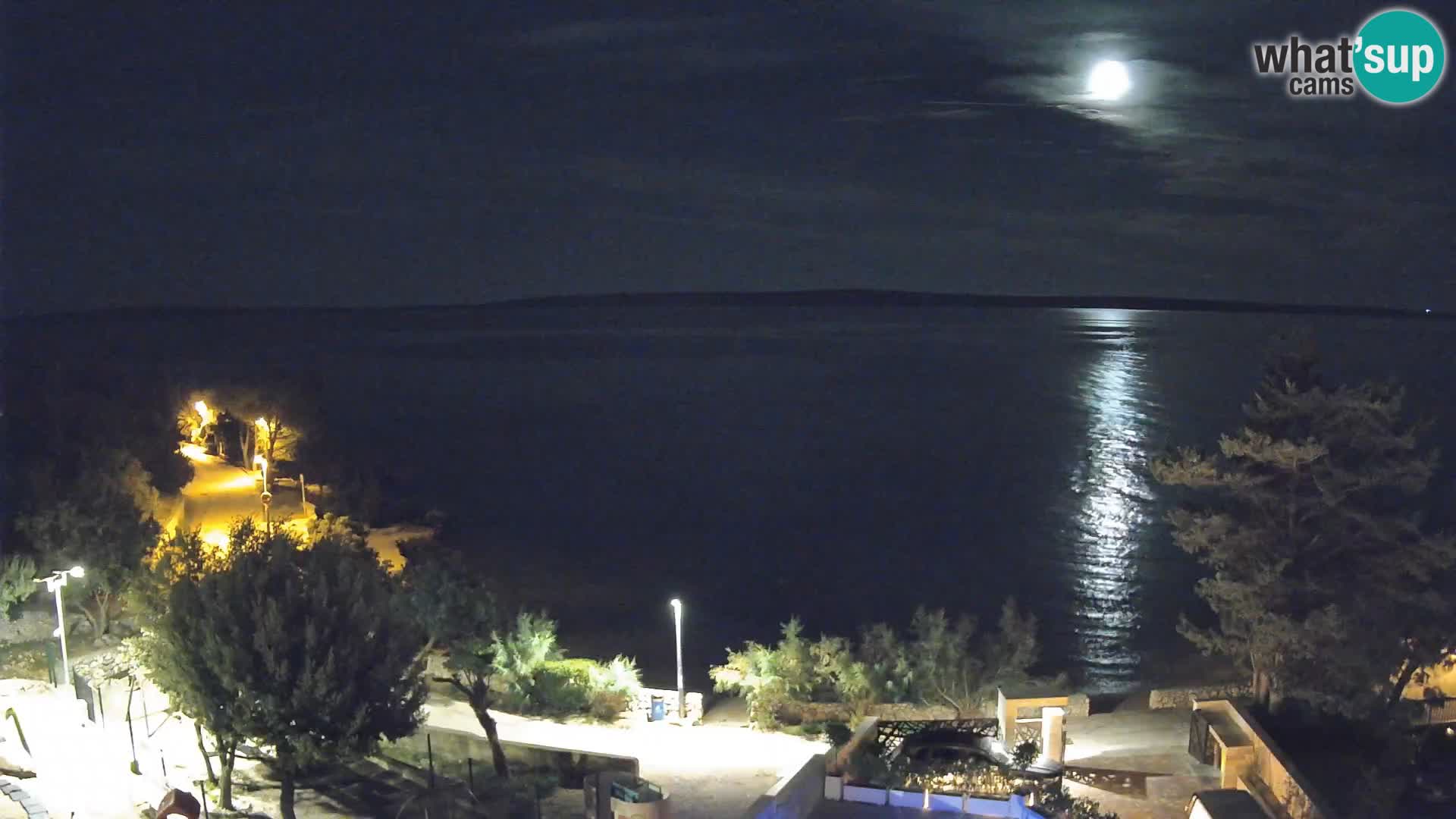 Spletna kamera Plaža Male Mandre – Pogled v živo z otoka Pag