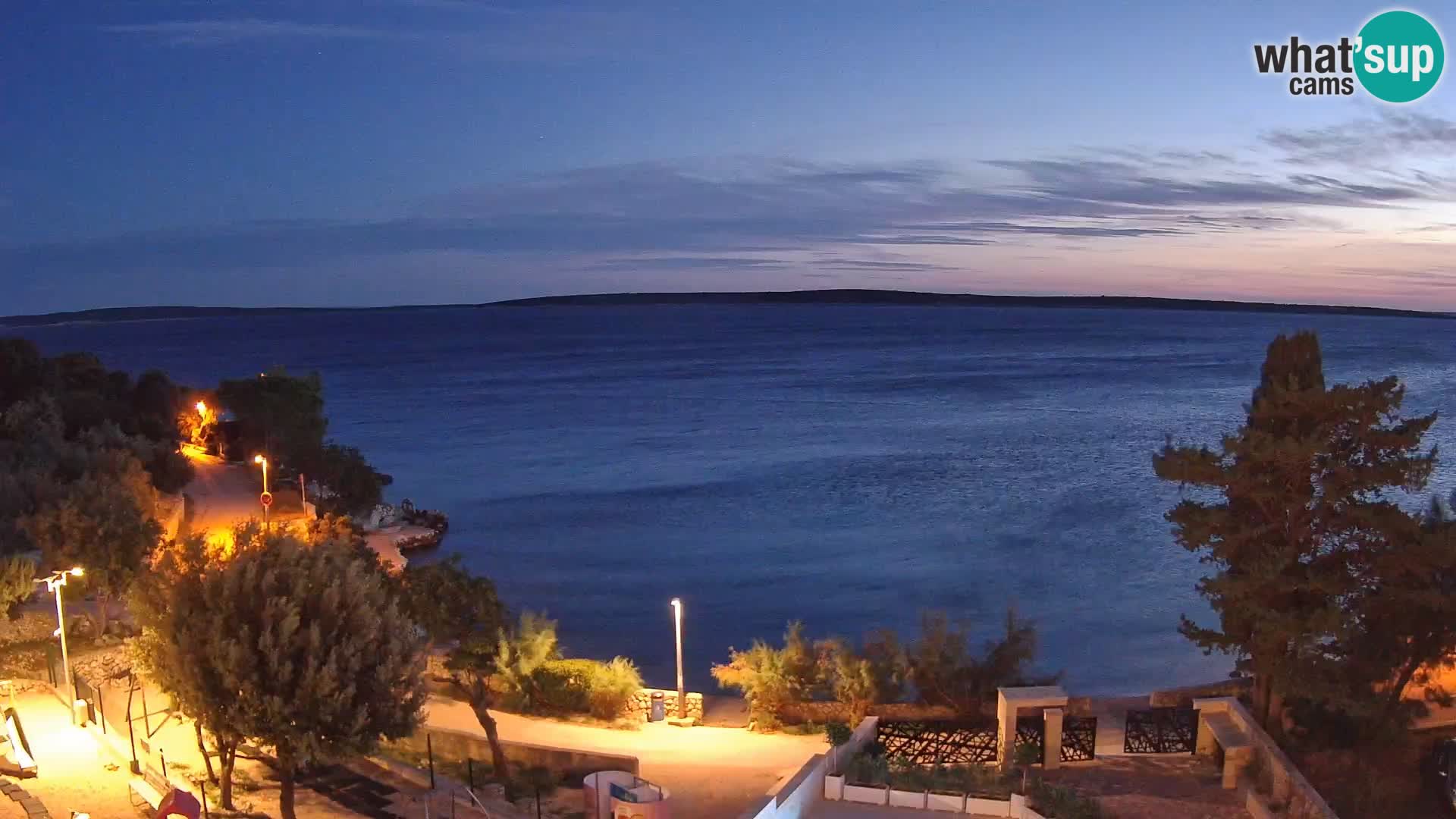 Webcam Plage Male Mandre – Vue en direct depuis l’île de Pag