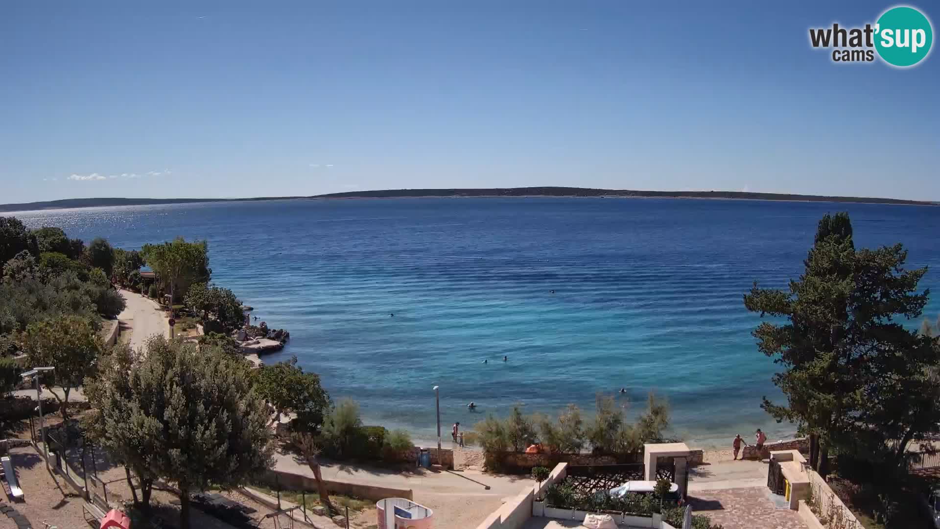 Spletna kamera Plaža Male Mandre – Pogled v živo z otoka Pag