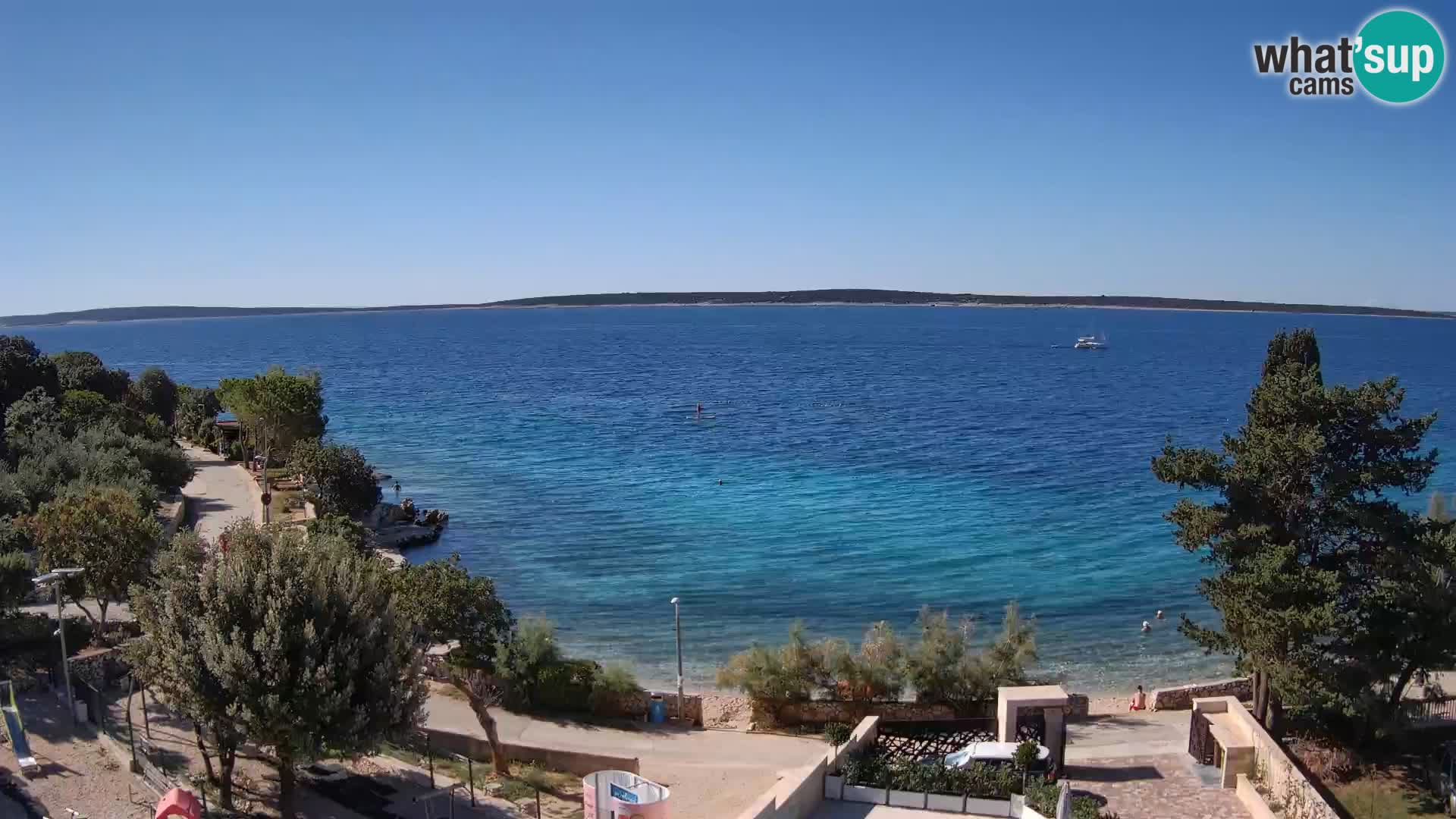 Webcam Plage Male Mandre – Vue en direct depuis l’île de Pag