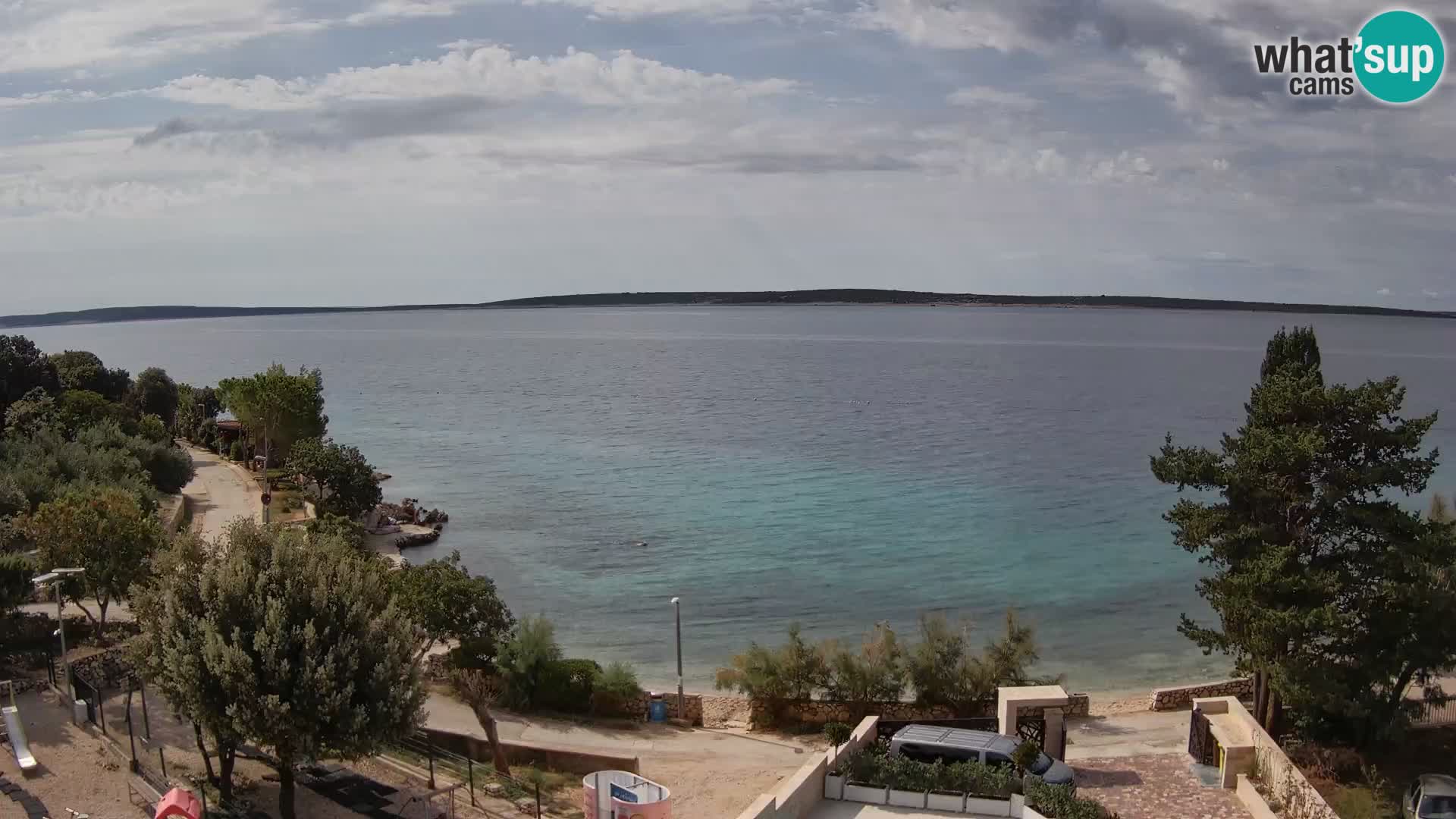 Web kamera Plaža Male Mandre – Pogled uživo s otoka Paga