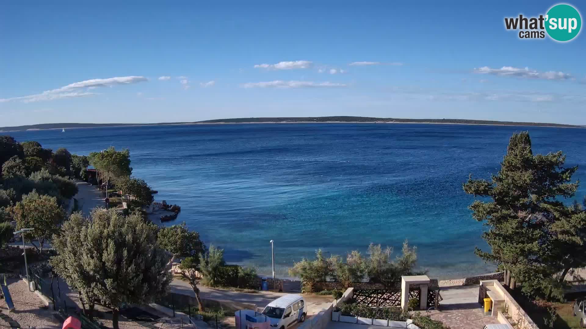 Web kamera Plaža Male Mandre – Pogled uživo s otoka Paga