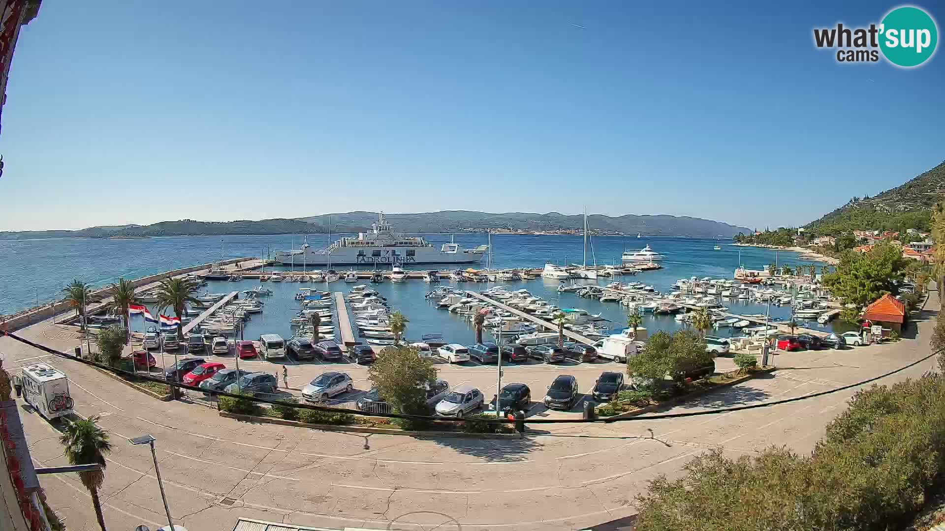 Spletna kamera Orebić Riva – Trajekt za Korčulo v živo