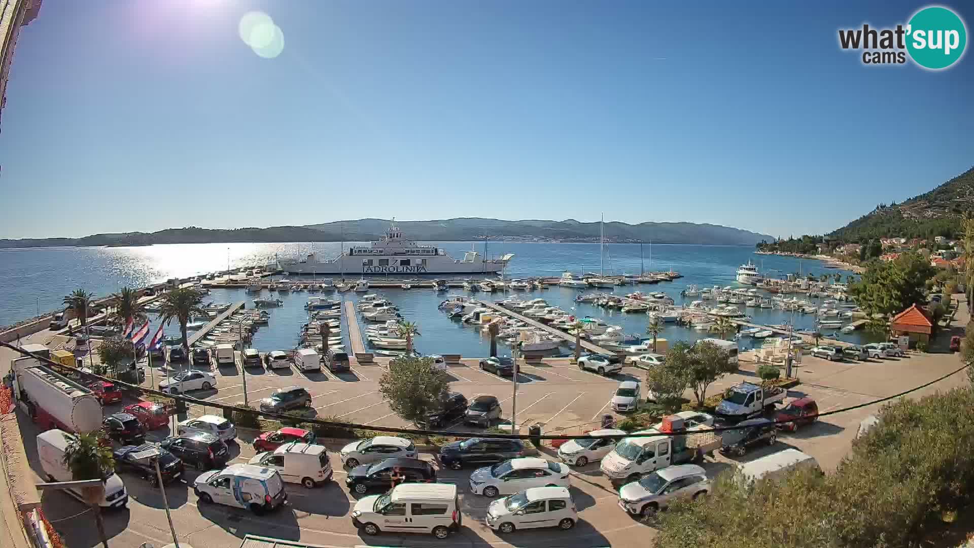 Spletna kamera Orebić Riva – Trajekt za Korčulo v živo