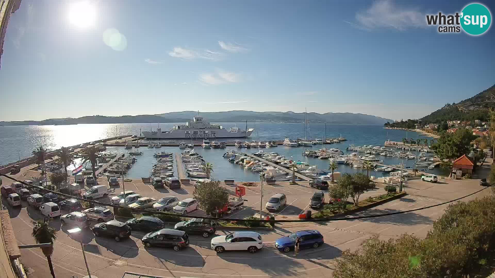 Spletna kamera Orebić Riva – Trajekt za Korčulo v živo