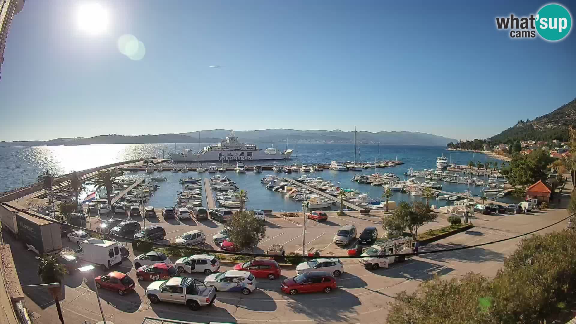 Spletna kamera Orebić Riva – Trajekt za Korčulo v živo