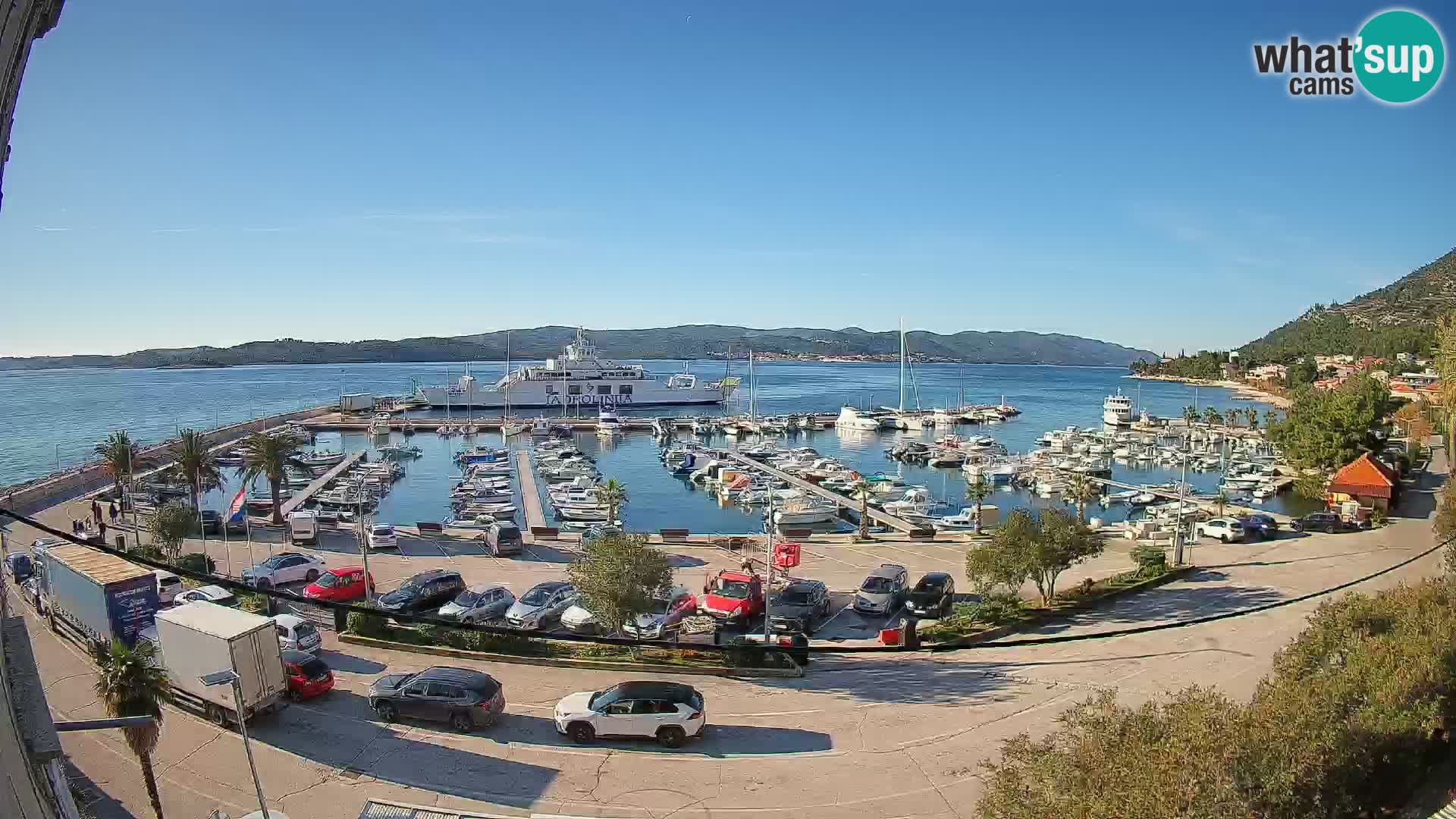 Spletna kamera Orebić Riva – Trajekt za Korčulo v živo