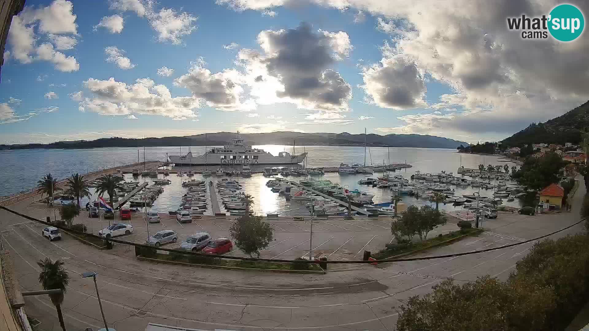 Spletna kamera Orebić Riva – Trajekt za Korčulo v živo