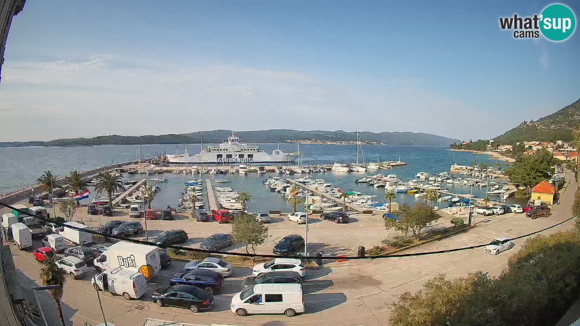 Spletna kamera Orebić Riva – Trajekt za Korčulo v živo