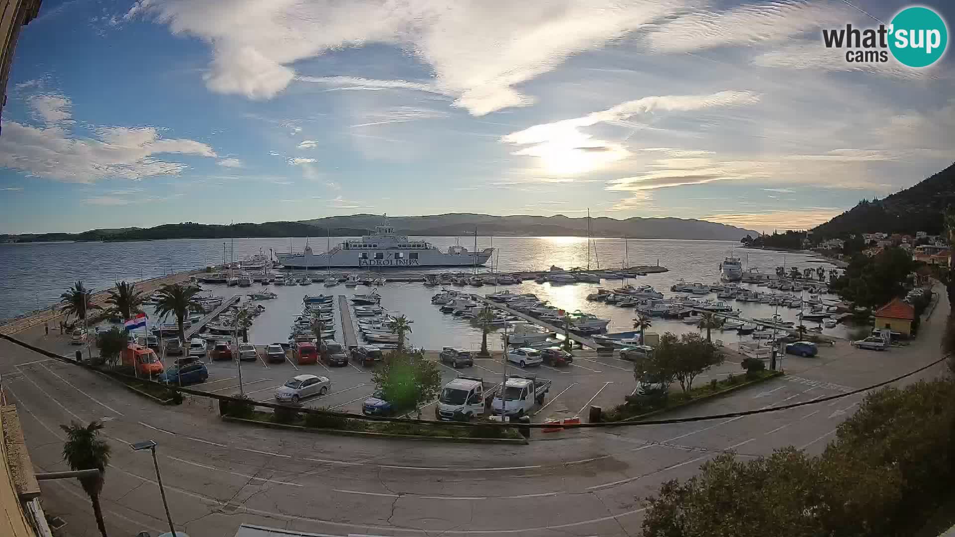 Spletna kamera Orebić Riva – Trajekt za Korčulo v živo