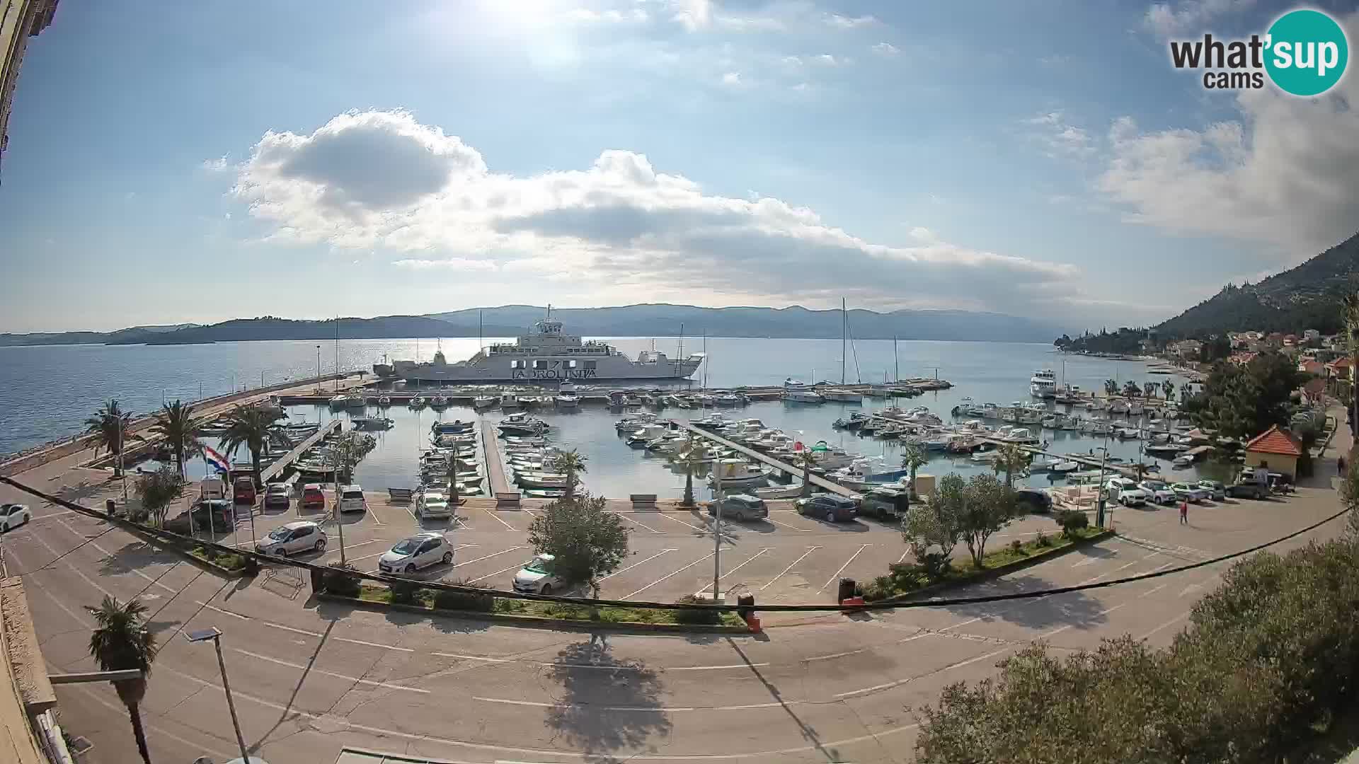 Spletna kamera Orebić Riva – Trajekt za Korčulo v živo
