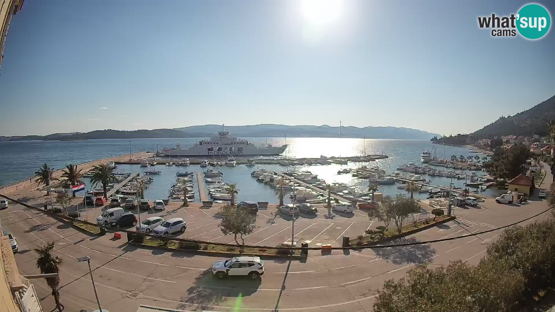 Spletna kamera Orebić Riva – Trajekt za Korčulo v živo