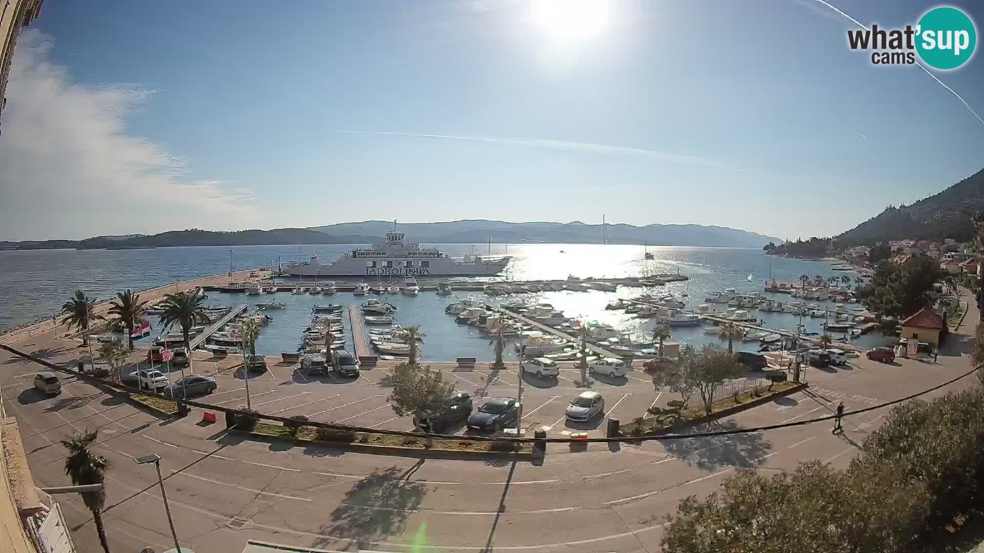 Spletna kamera Orebić Riva – Trajekt za Korčulo v živo