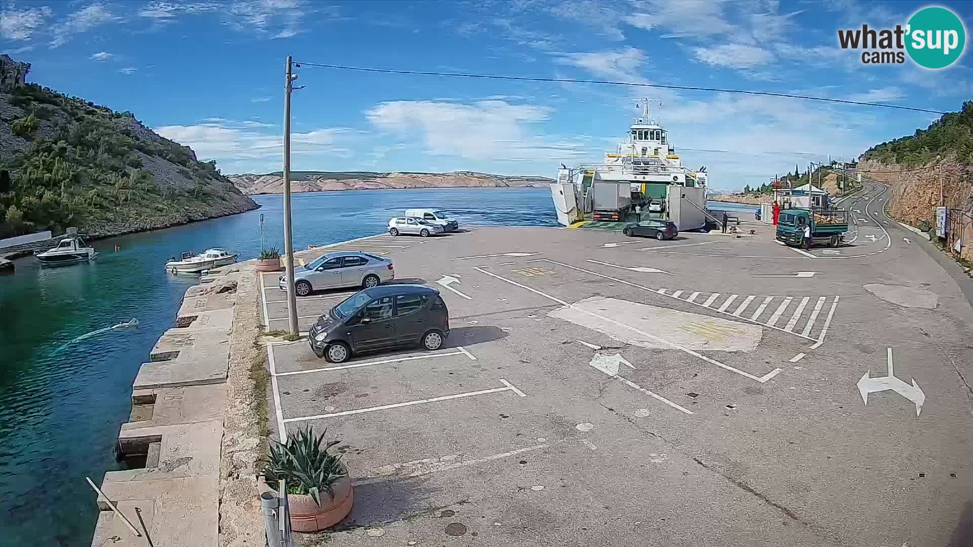 Webcam port de ferry de Prizna – vers l’île de Pag