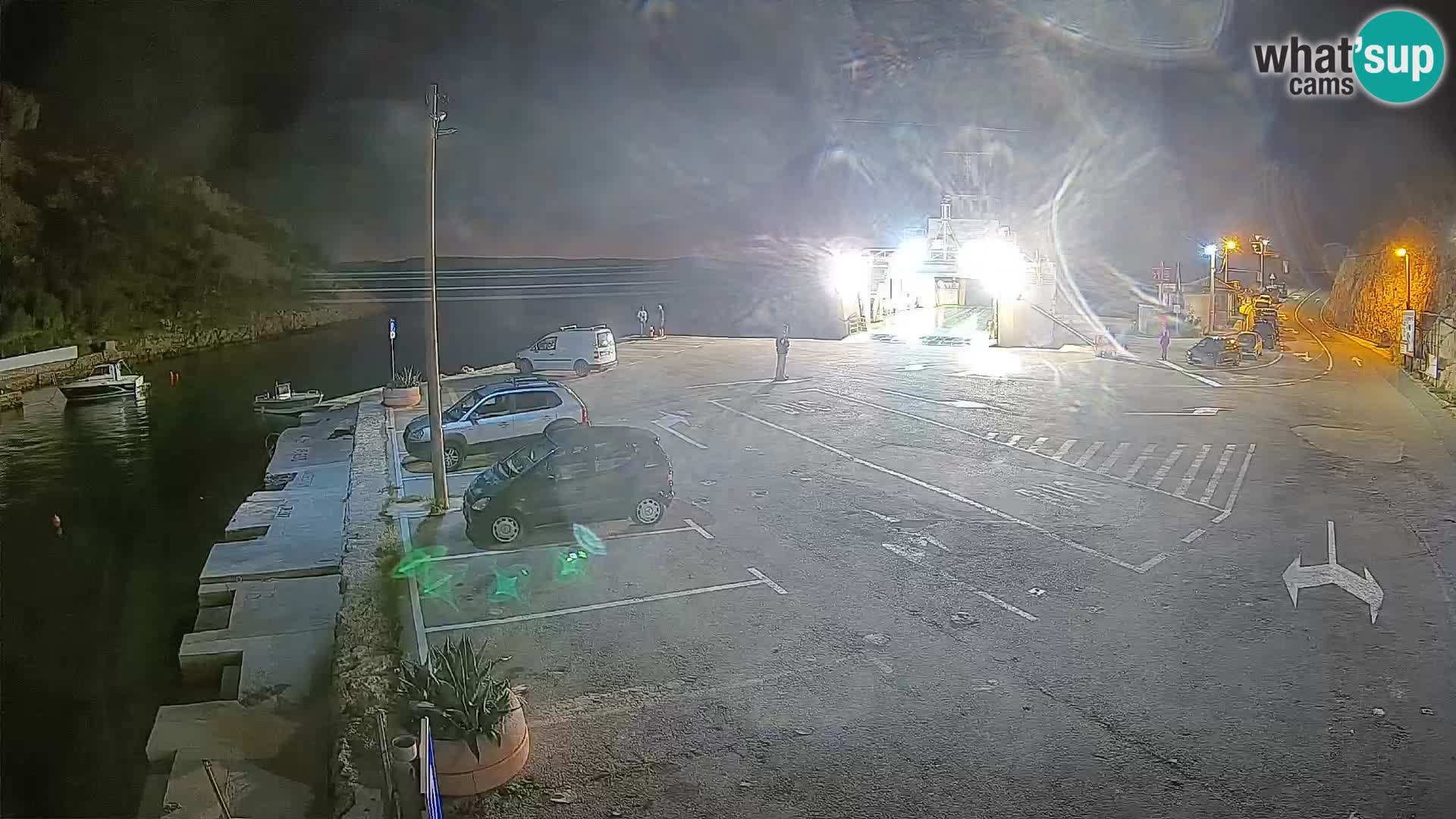 Webcam del puerto de ferris de Prizna – hacia la isla de Pag