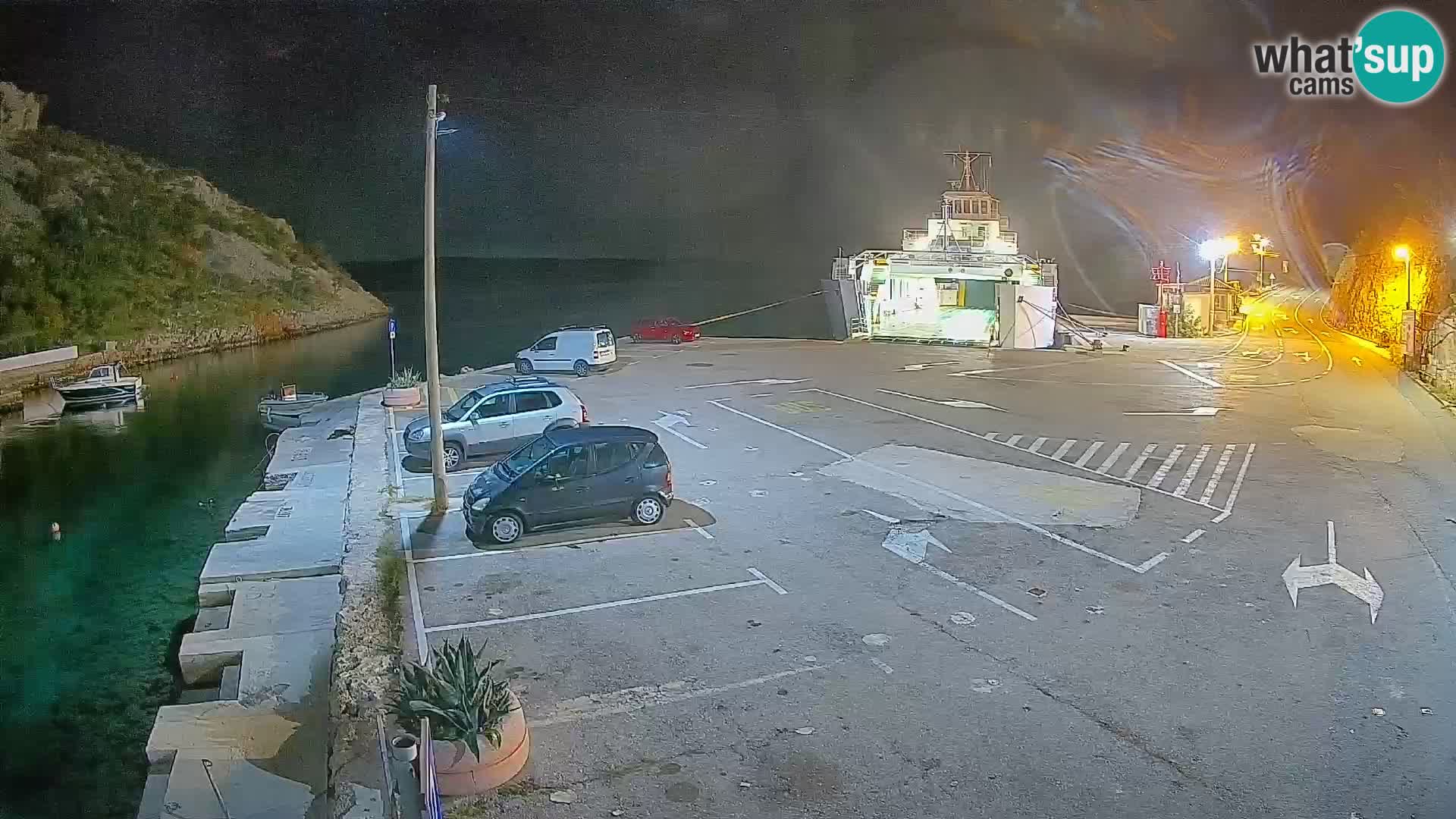 Webcam del puerto de ferris de Prizna – hacia la isla de Pag