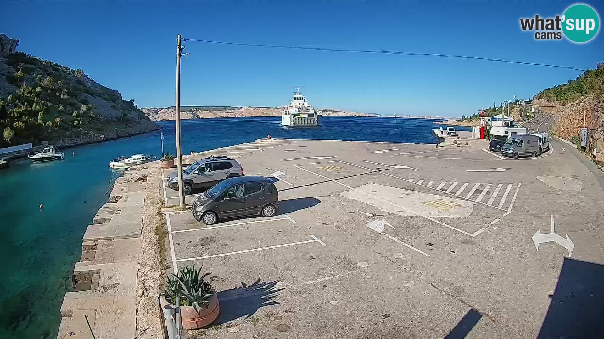Webcam Fährhafen Prizna – zur Insel Pag