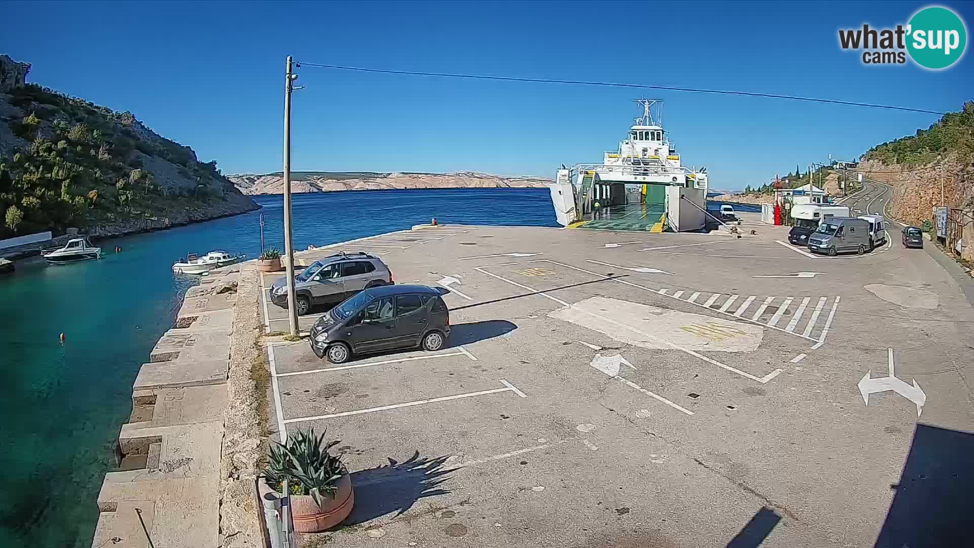 Webcam Fährhafen Prizna – zur Insel Pag