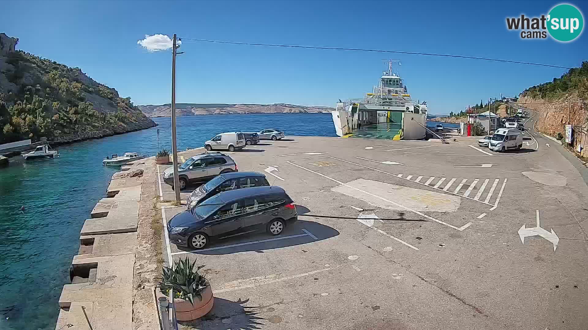 Webcam port de ferry de Prizna – vers l’île de Pag