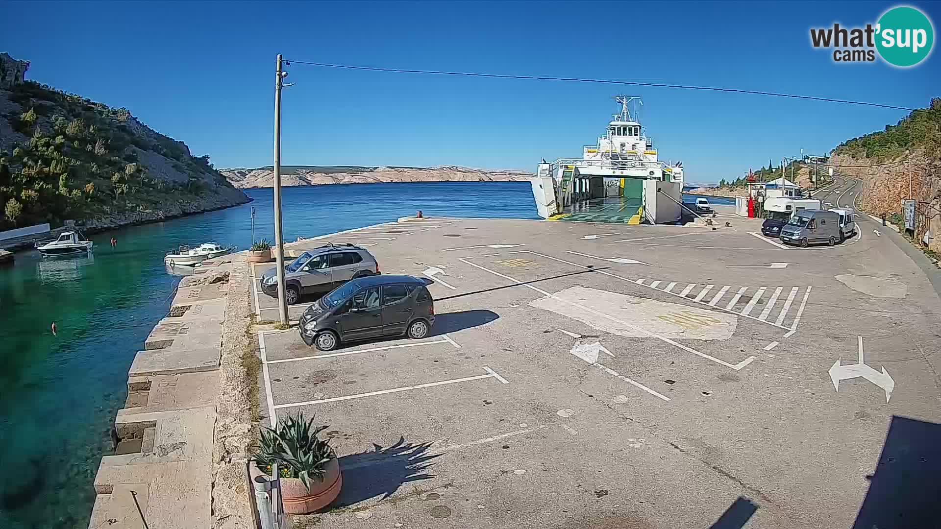 Webcam port de ferry de Prizna – vers l’île de Pag