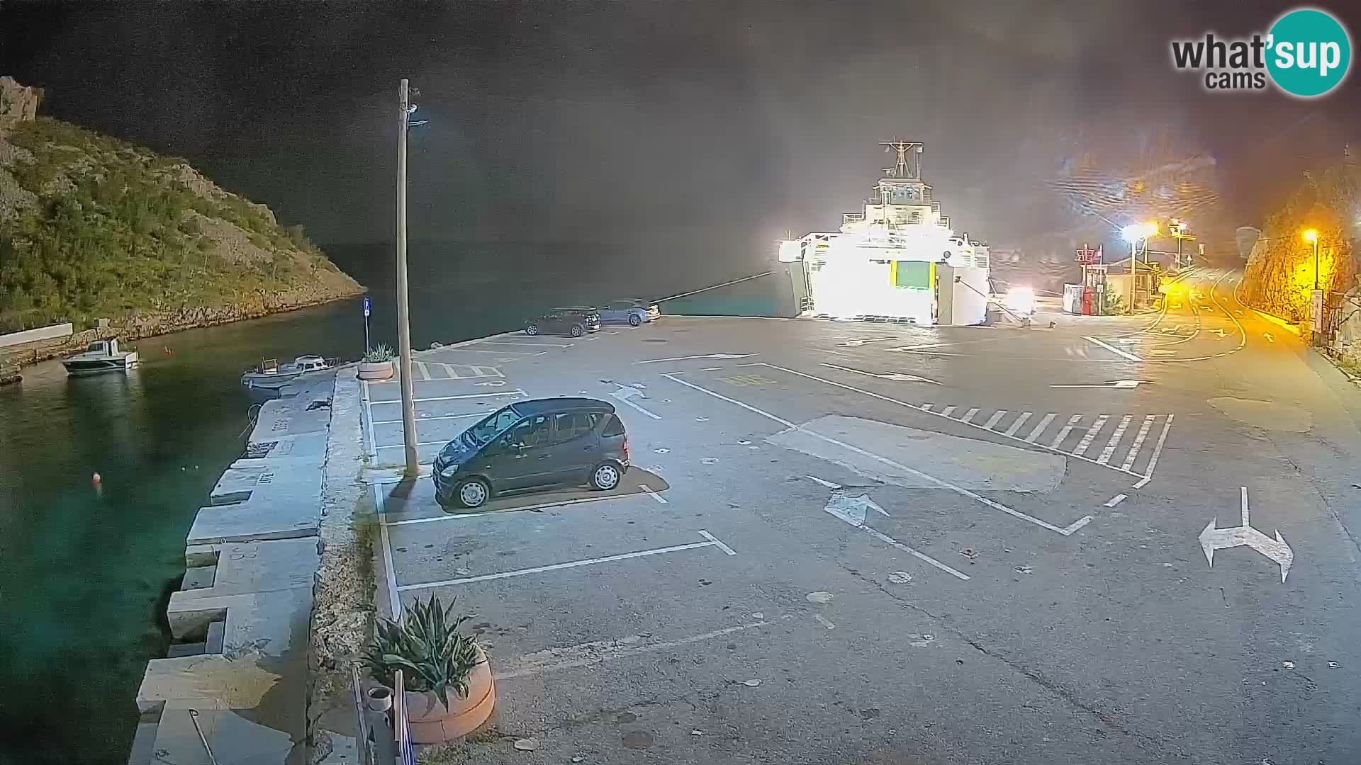 Webcam del puerto de ferris de Prizna – hacia la isla de Pag
