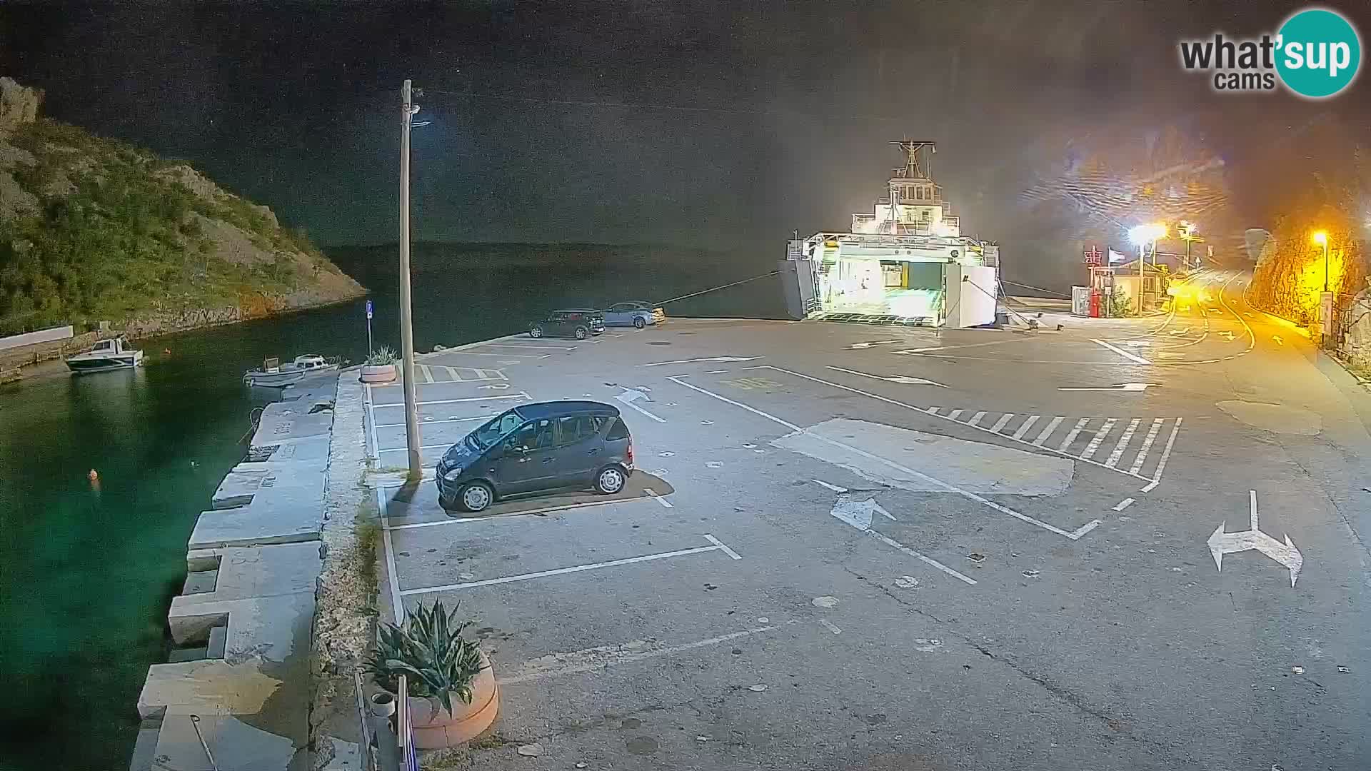 Webcam del puerto de ferris de Prizna – hacia la isla de Pag
